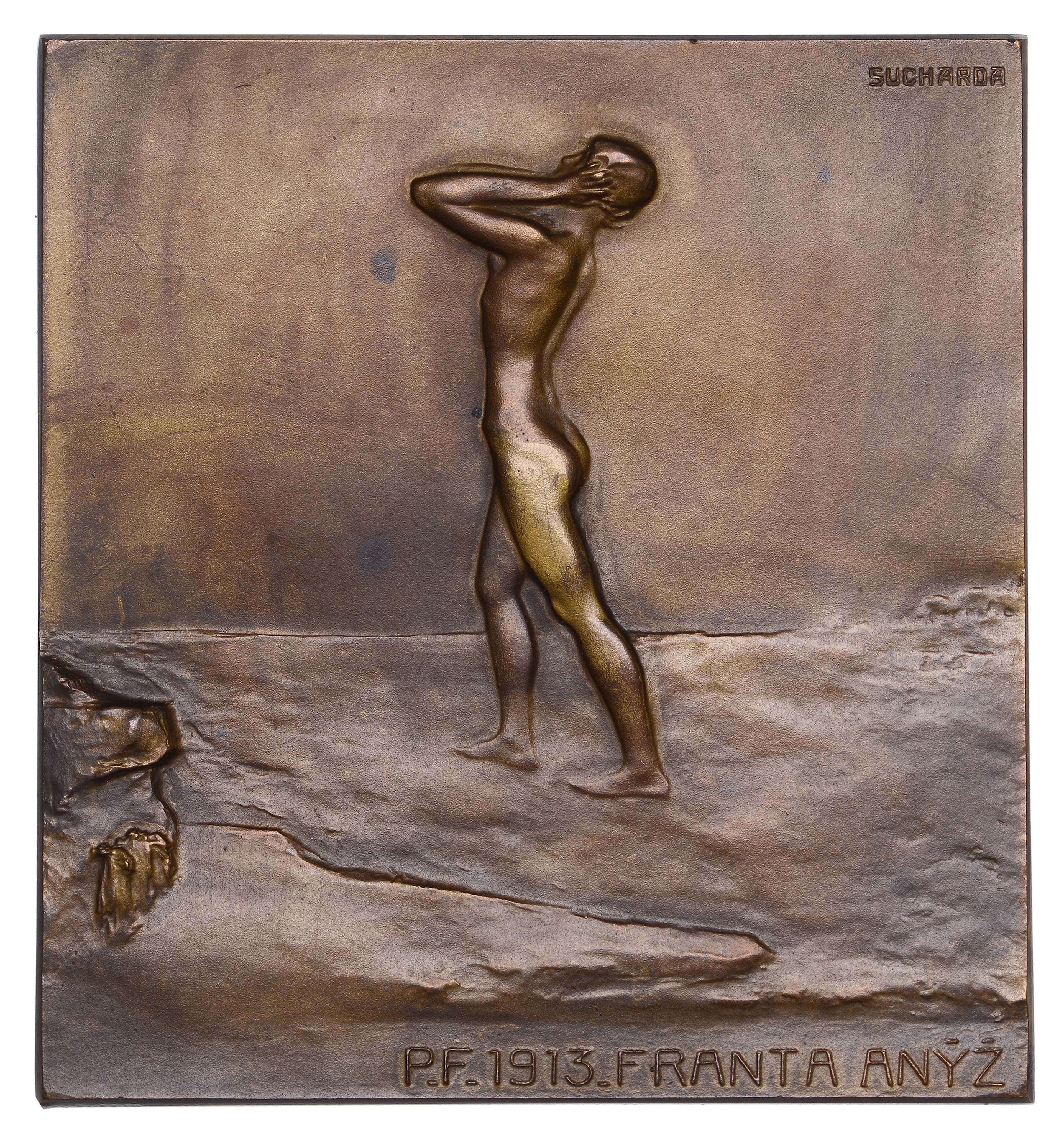 BOHEMIA, Novoročenka [New Year’s Greeting], 1913, a uniface bronze
