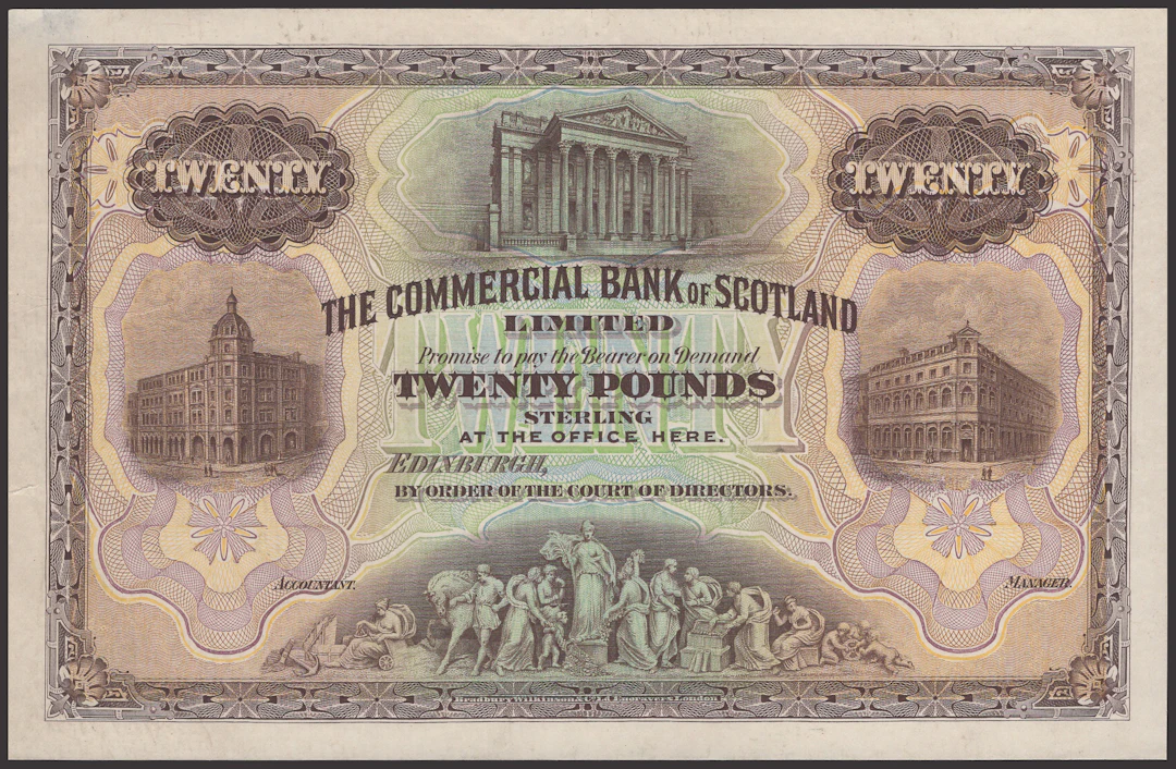 Commercial Bank of Scotland Limited, colour trial £20, ND (1910-23)