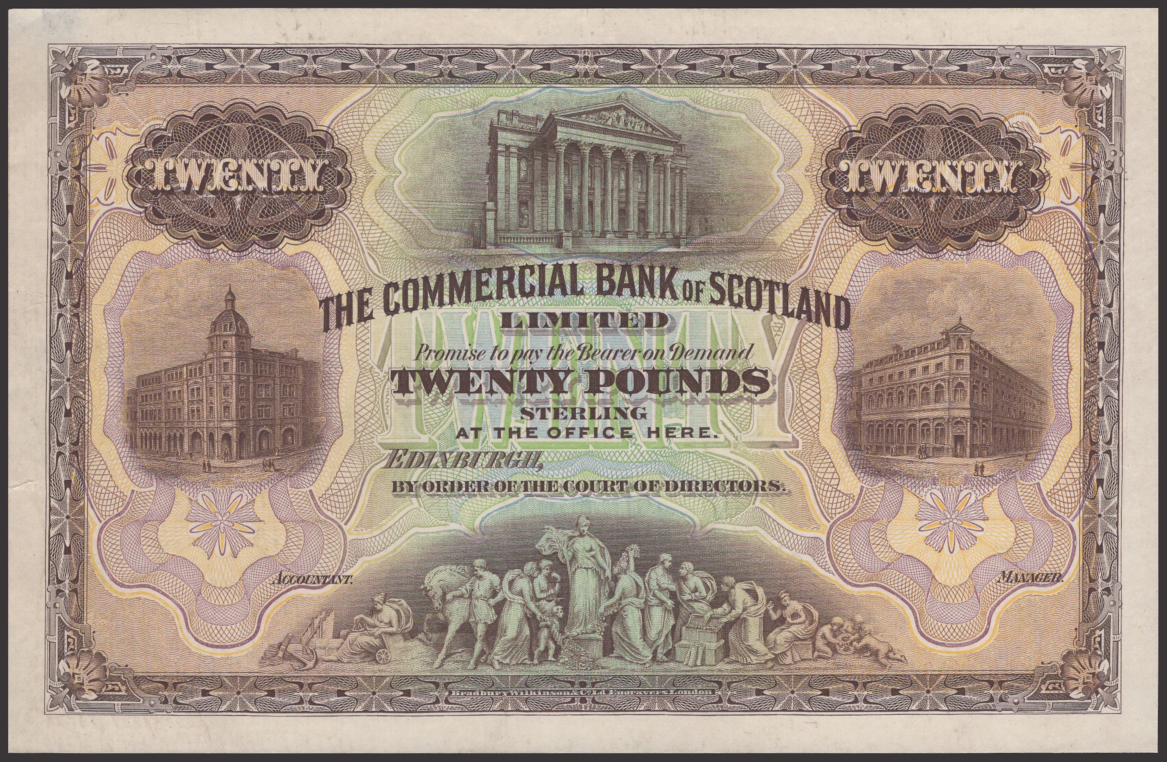 Commercial Bank of Scotland Limited, colour trial £20, ND (1910-23)