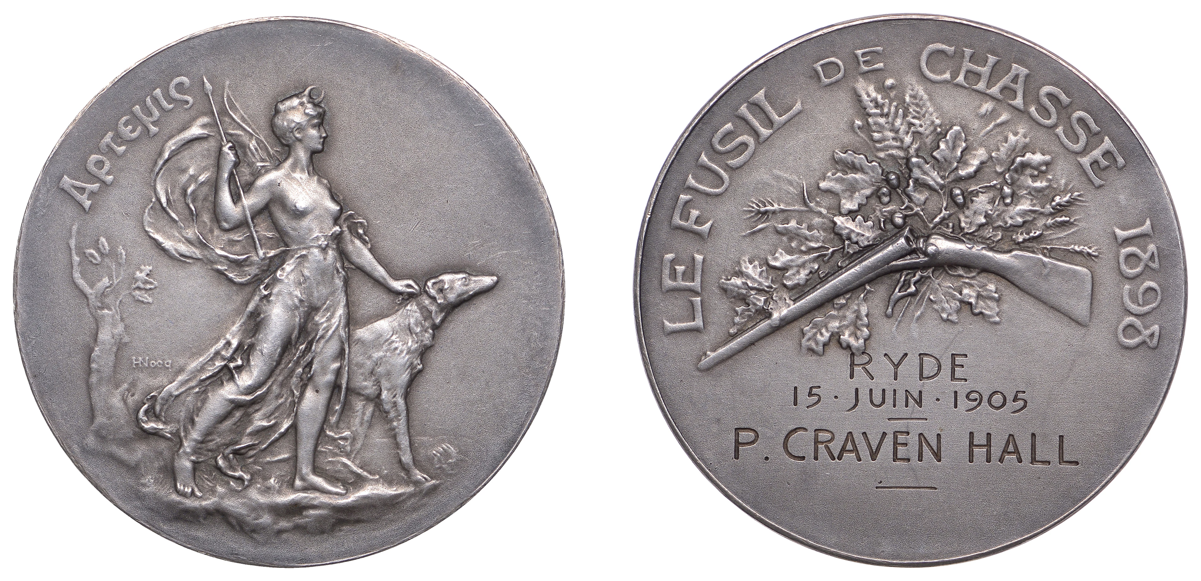FRANCE/ENGLAND, Artemis, 1898, a silver award medal by H.-E. Nocq