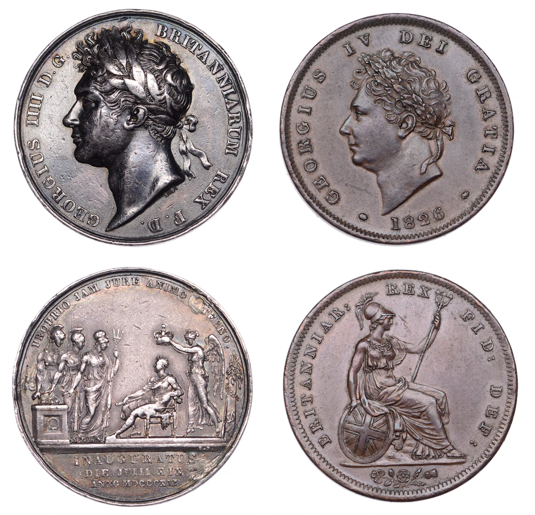 George IV, Penny, 1826 (BMC 1425; S 3823); George IV, Coronation