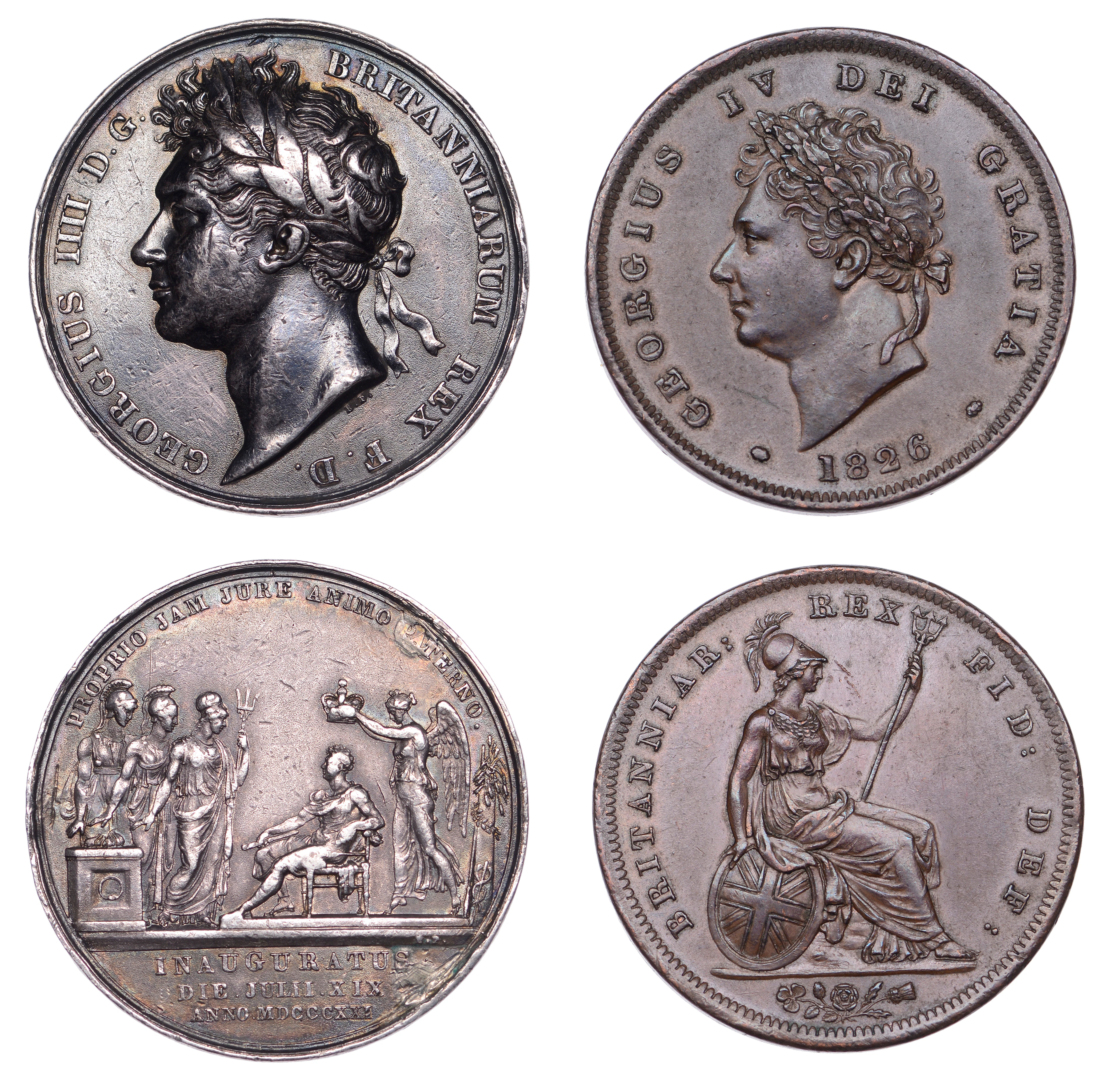 George IV, Penny, 1826 (BMC 1425; S 3823); George IV, Coronation