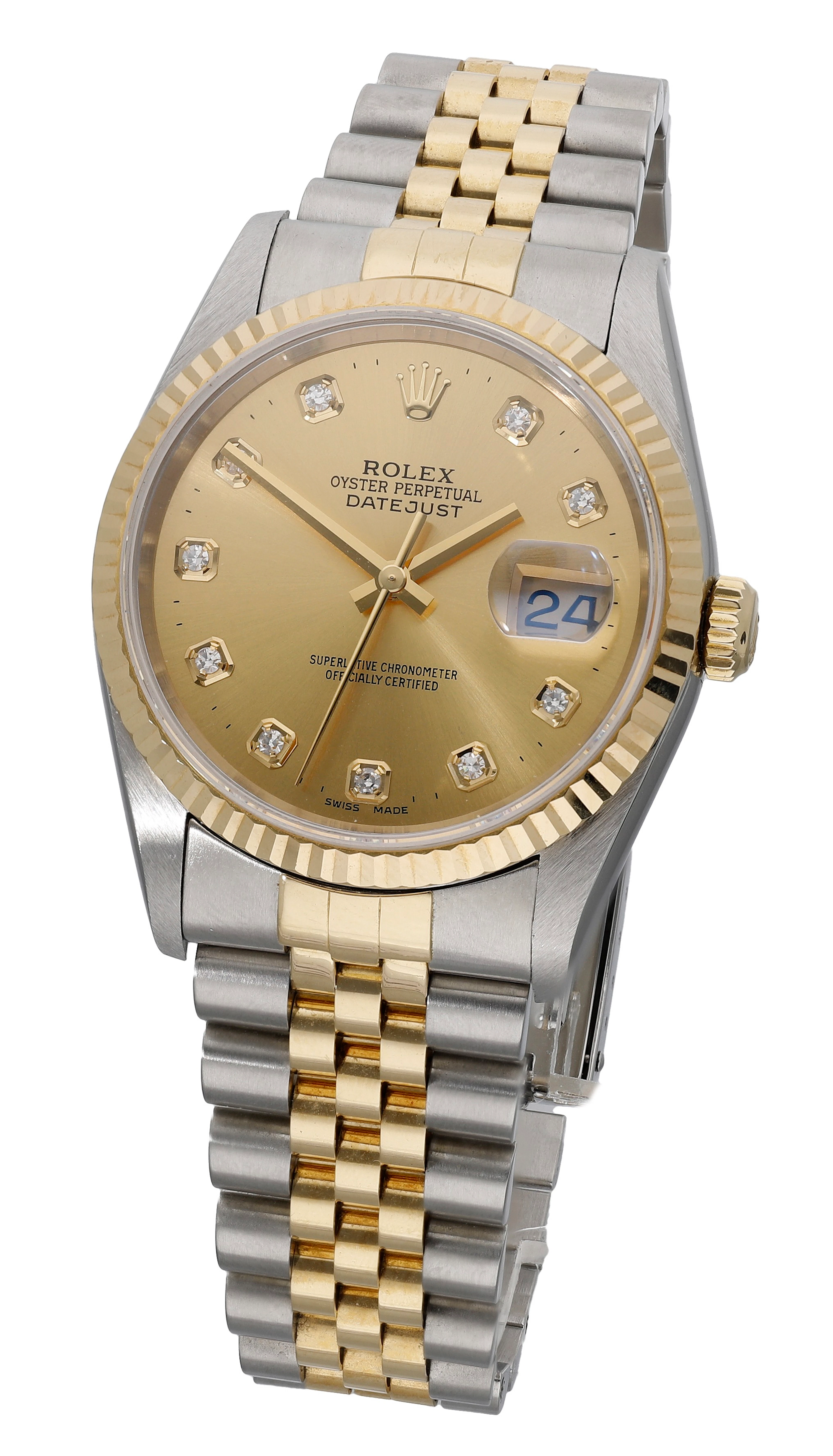 Rolex. A stainless steel, gold and diamond-set automatic wristwatch
