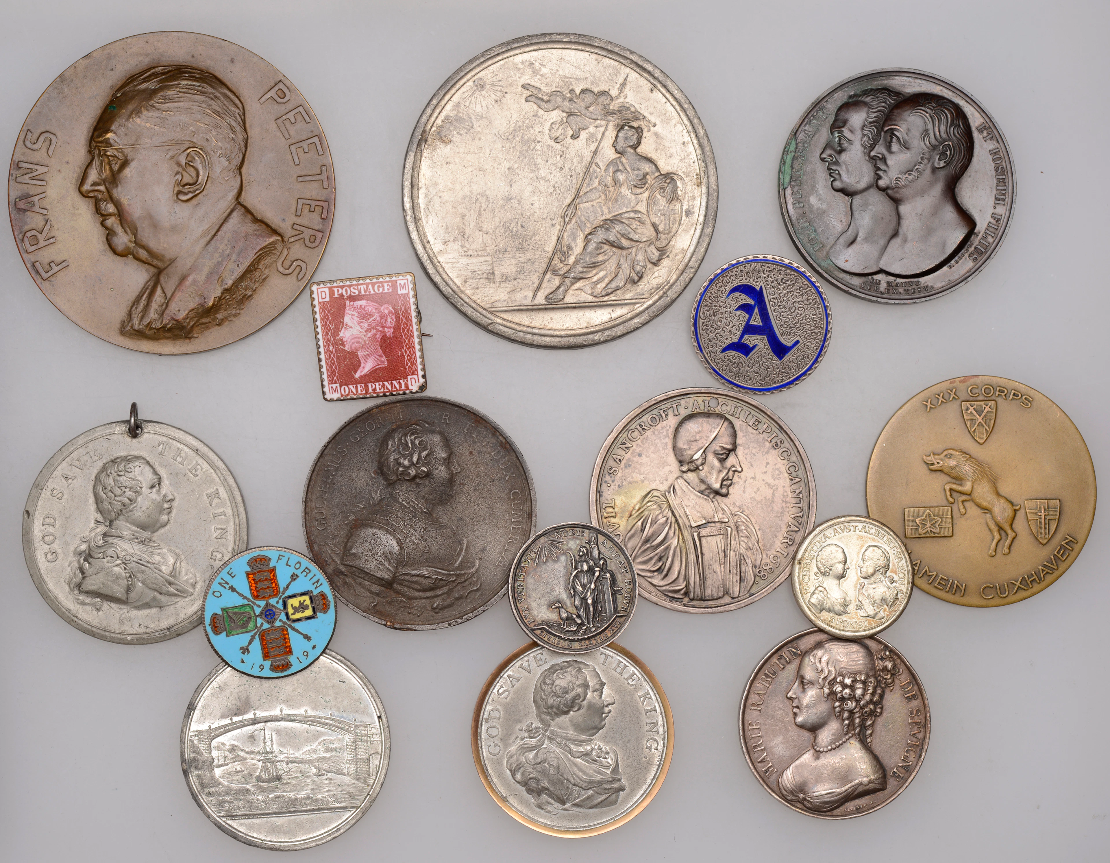 The Grand National Jubilee, white metal medals (2), by T. Wyon and