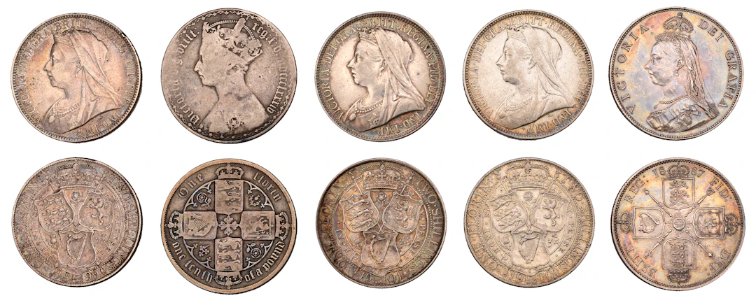Victoria, Florins (5), 1884, 1887, 1899, 1900, 1901 (S 3900, 3925