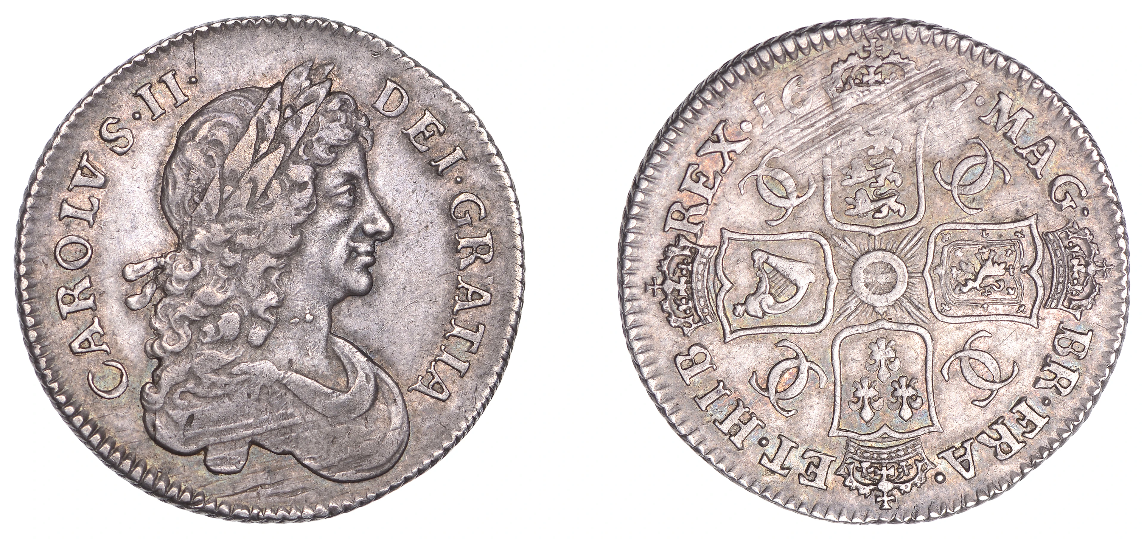 Charles II (1660-1685), Milled coinage, Shilling, 1677, second bust