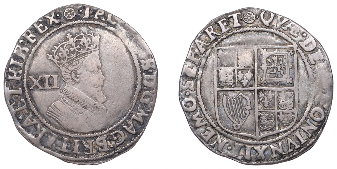 James I (1603-1625), Second coinage, Shilling, mm. rose [1605-6]