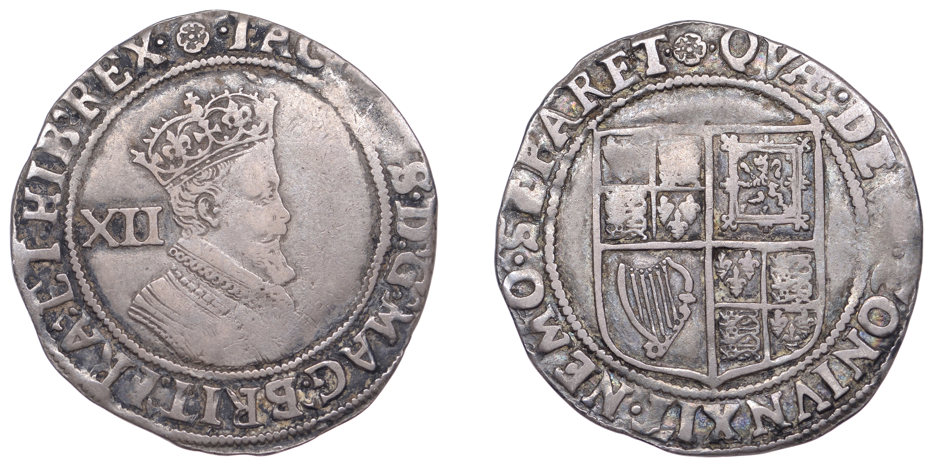 James I (1603-1625), Second coinage, Shilling, mm. rose [1605-6]
