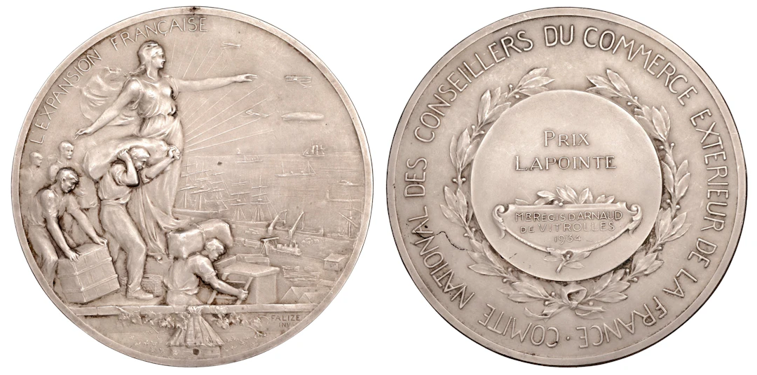 France, L’Expansion française [French Expansion], c. 1920, a silver