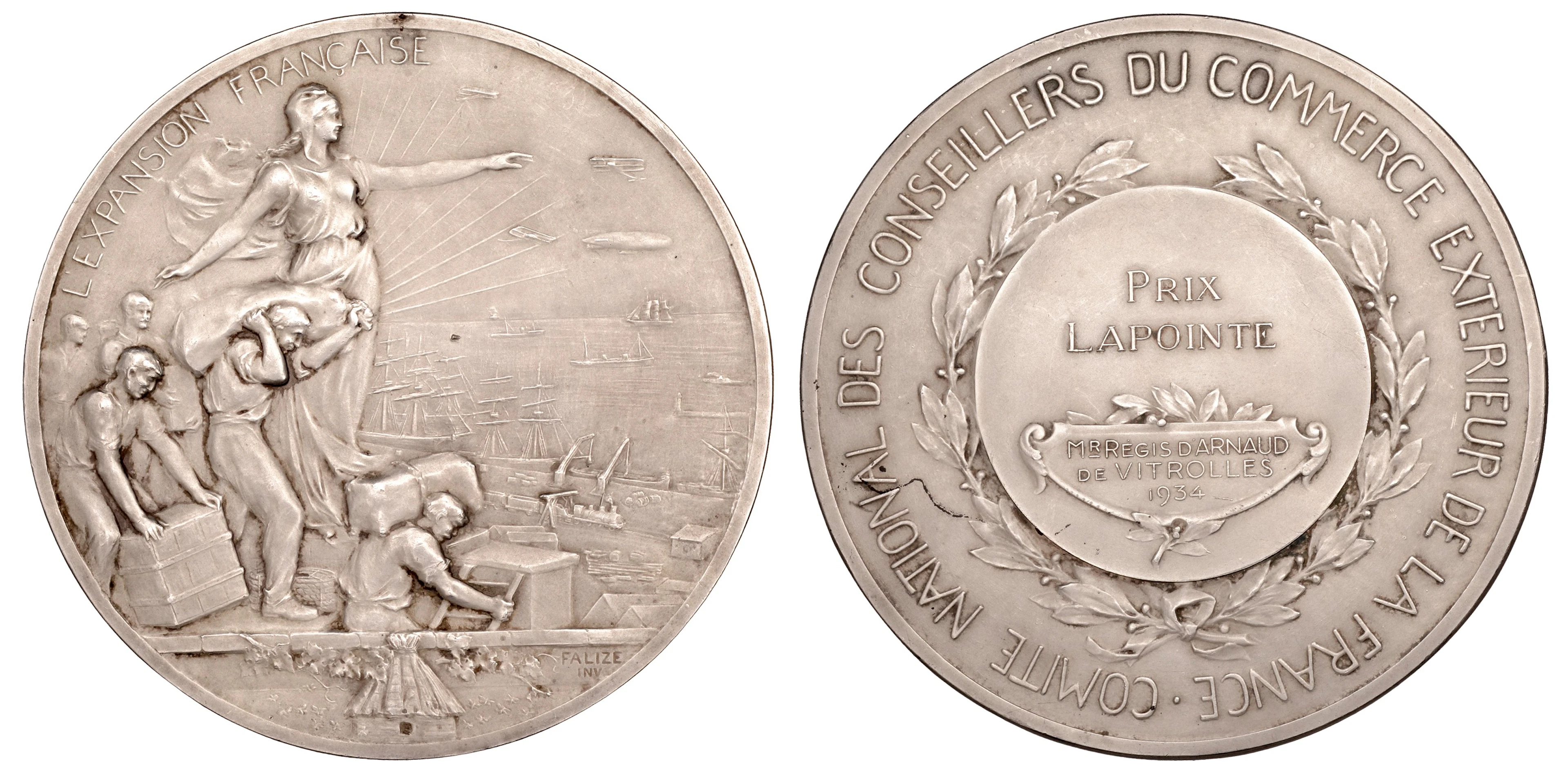 France, L’Expansion française [French Expansion], c. 1920, a silver
