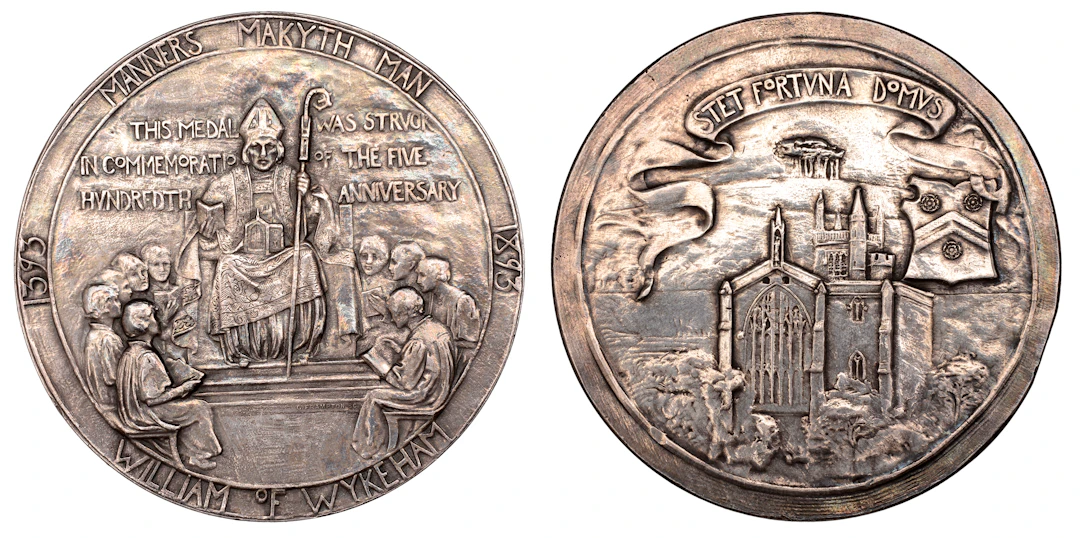 Winchester College, 500th Anniversary, 1893, a silver medal by G.