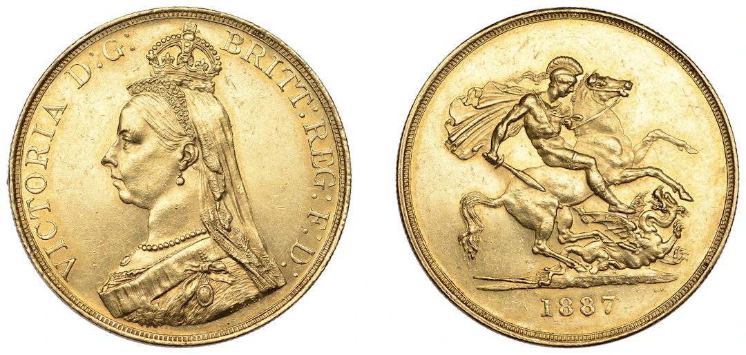 Victoria (1837-1901), Five Pounds, 1887 (S 3864). Cleaned, otherwise