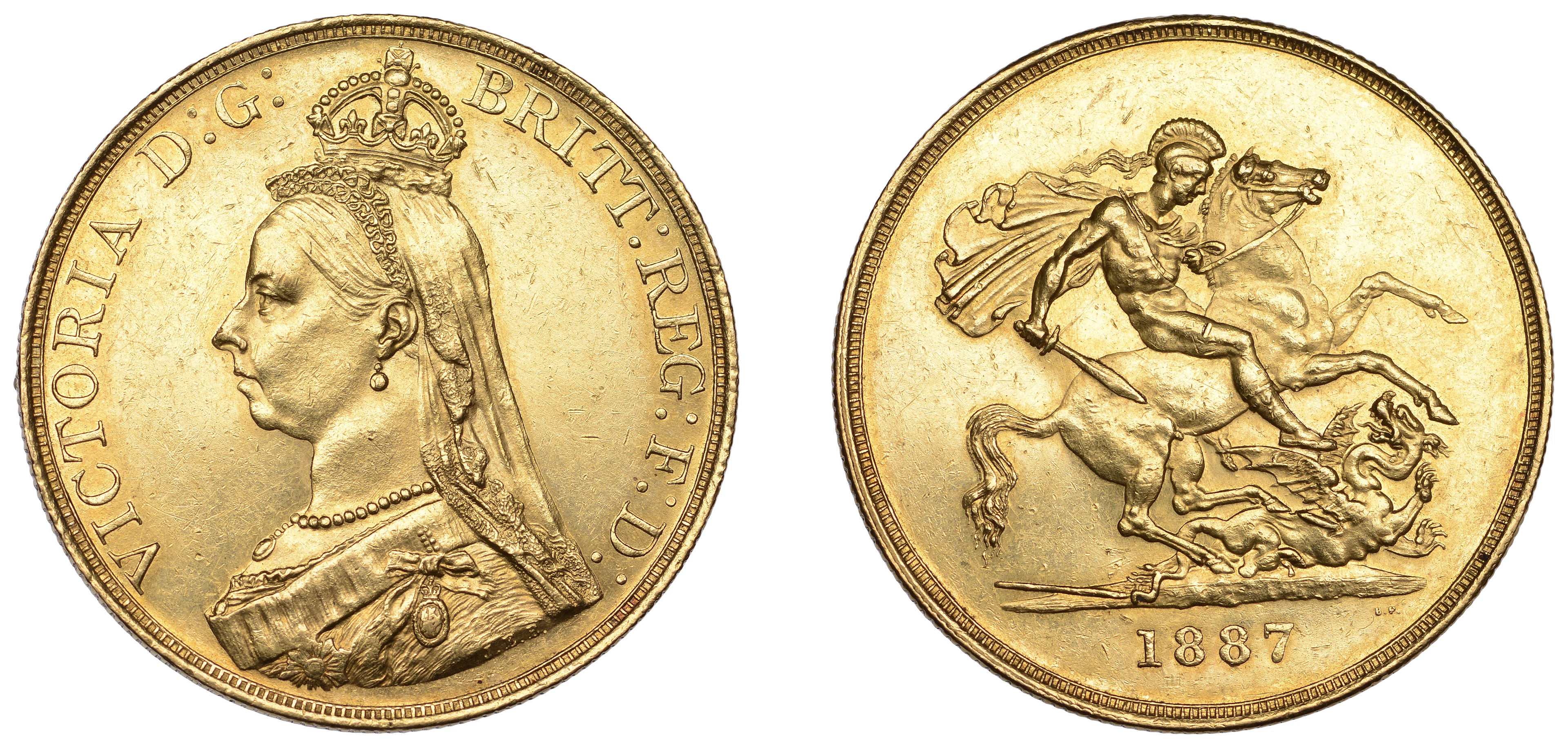 Victoria (1837-1901), Five Pounds, 1887 (S 3864). Cleaned, otherwise