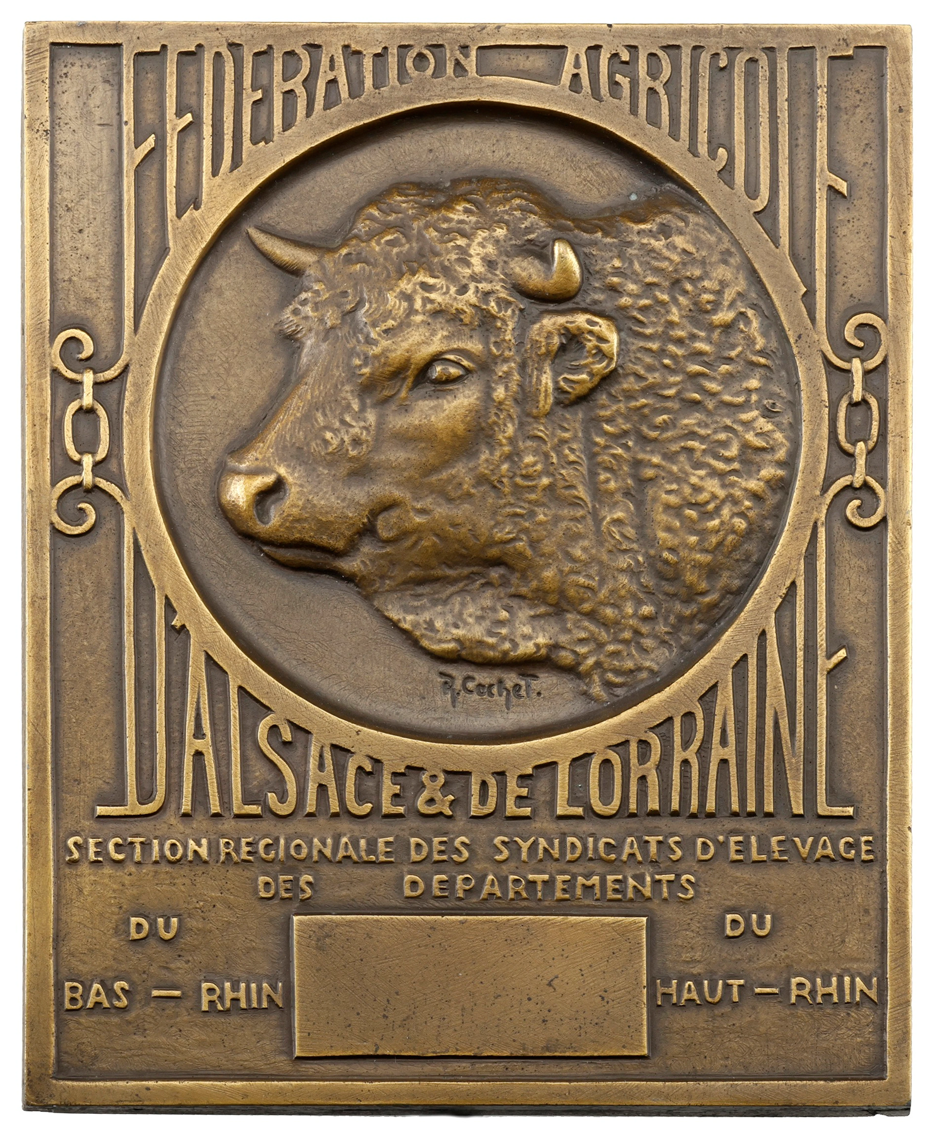 FRANCE, Fédération agricole d’Alsace & de Lorraine, c. 1930, a uniface