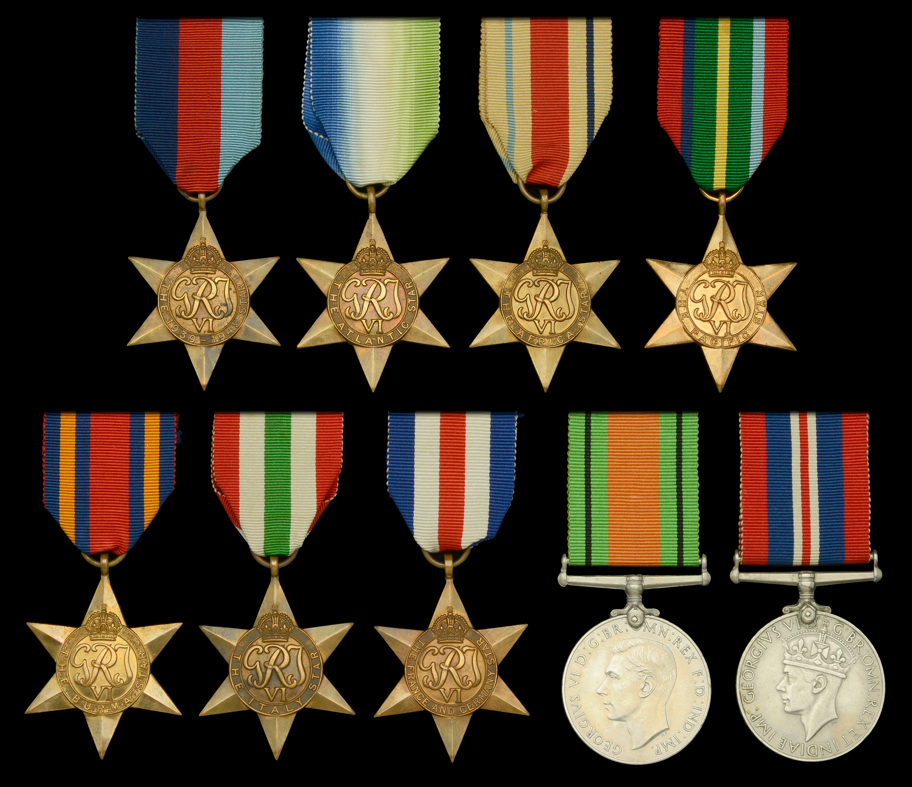 1939-45 Star; Atlantic Star; Africa Star; Pacific Star; Burma Star;