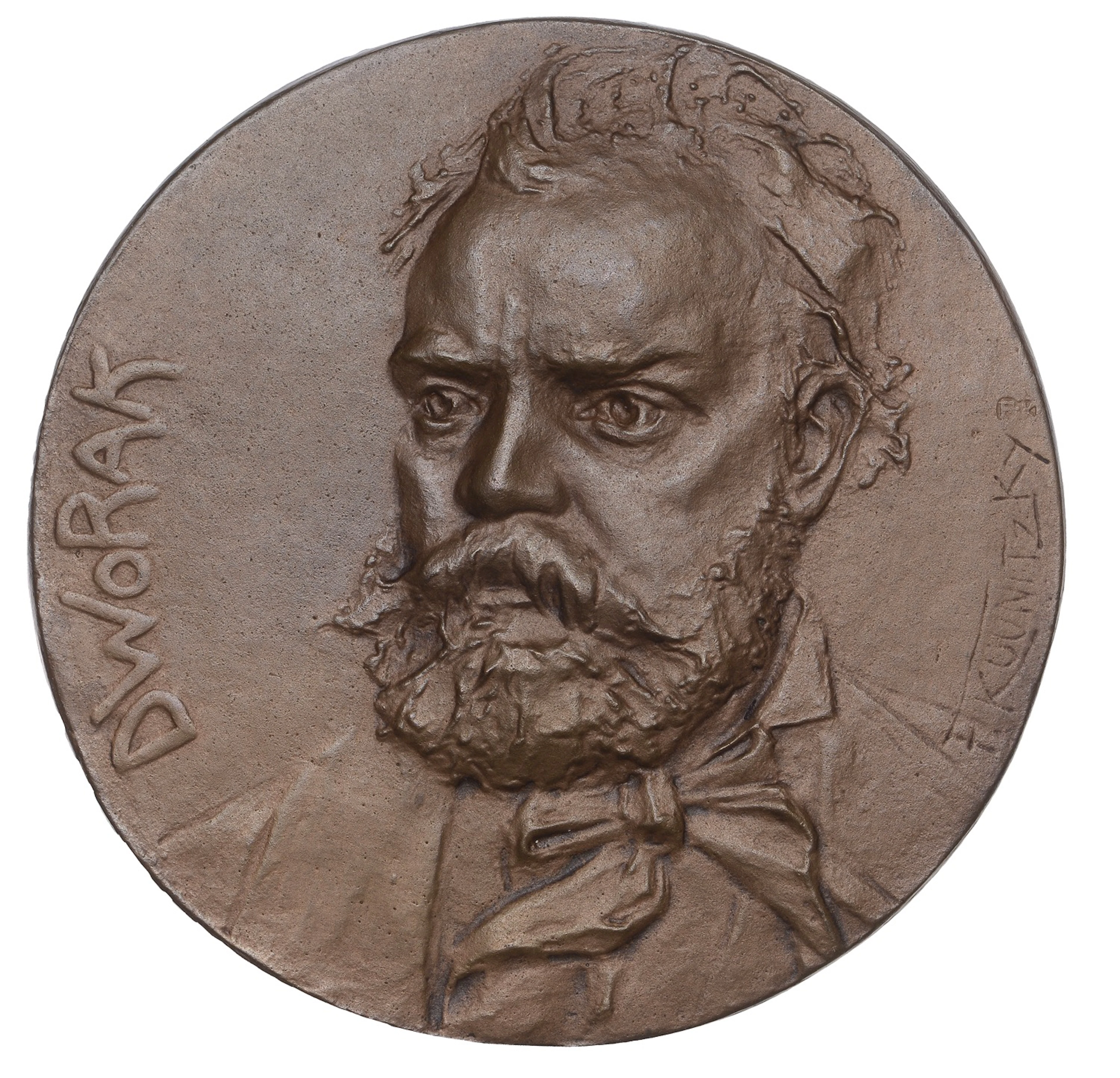 BOHEMIA, Anton Dvořák, 1905, a uniface cast bronze medal by F. Kounitzky