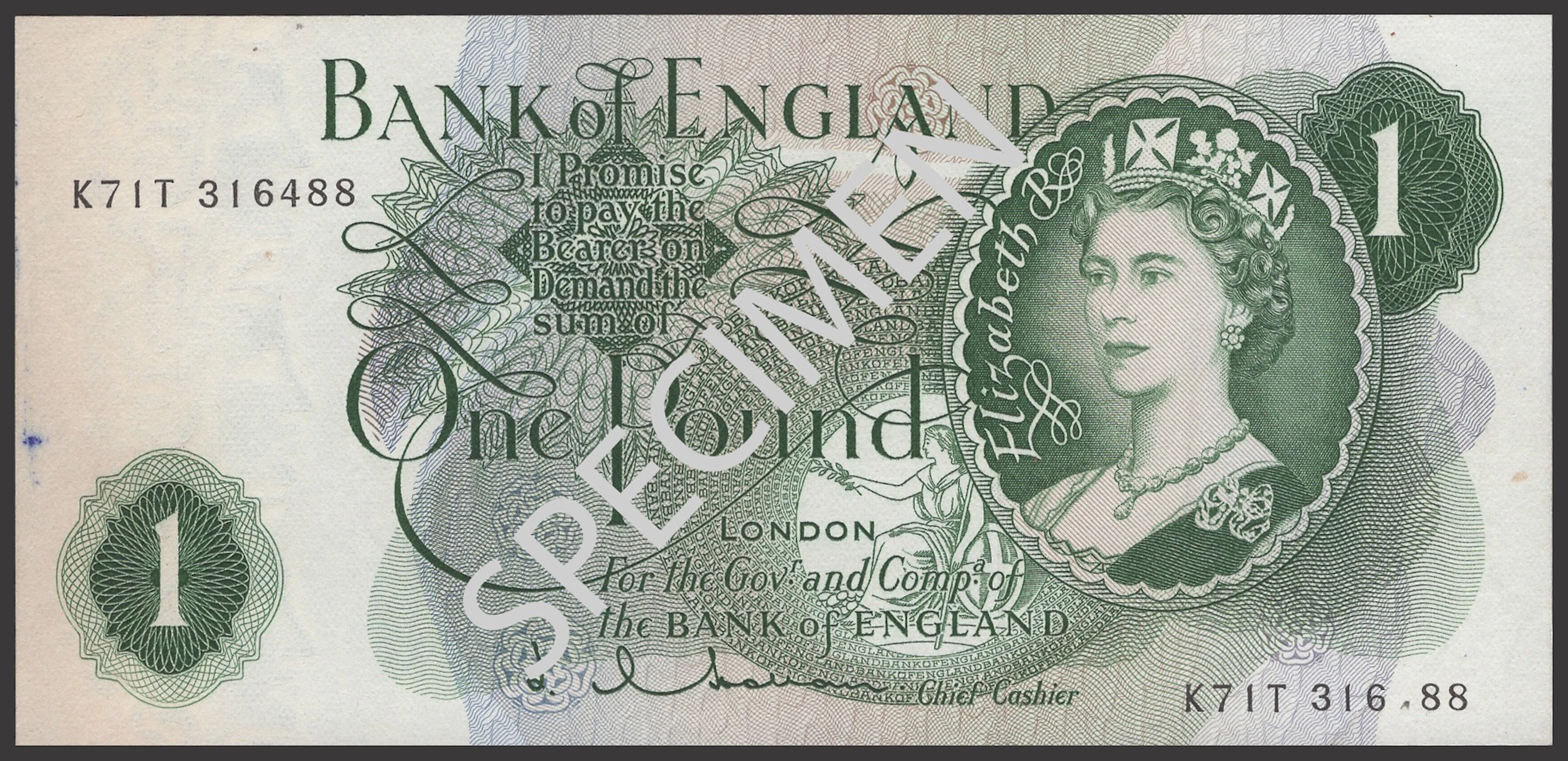 ERROR: Bank of England, Jasper Q. Hollom, £1, 27 February 1963, serial