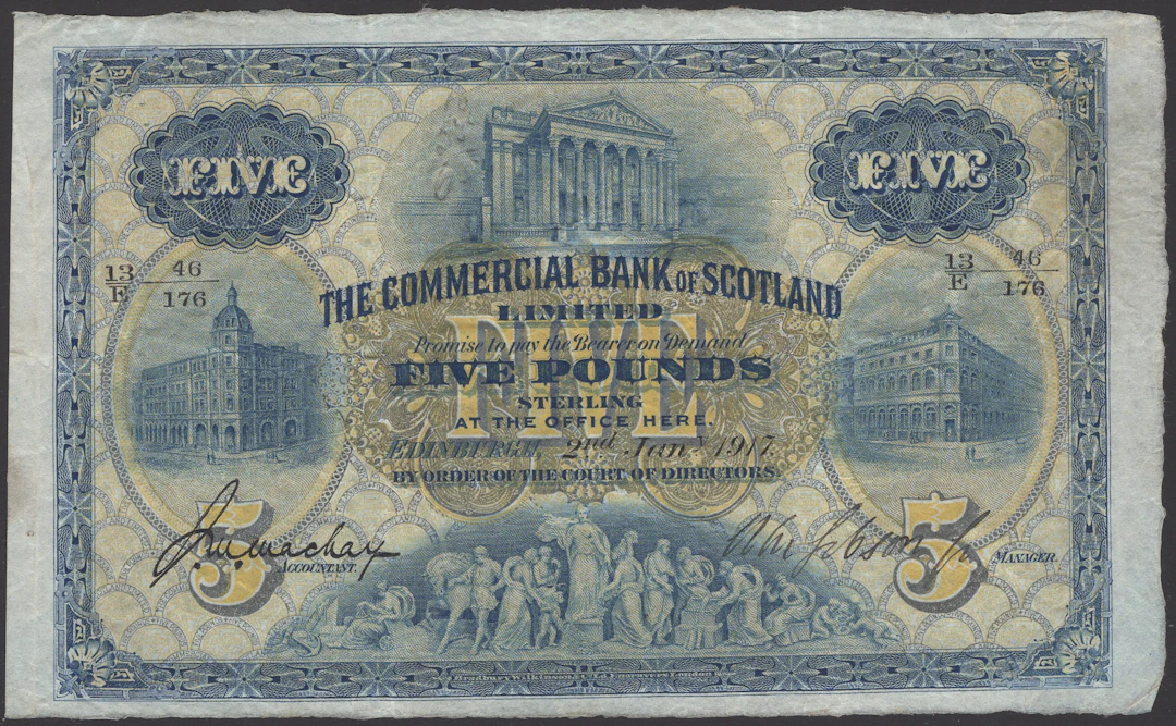 Commercial Bank of Scotland Limited, £5, 2 January 1917, serial number