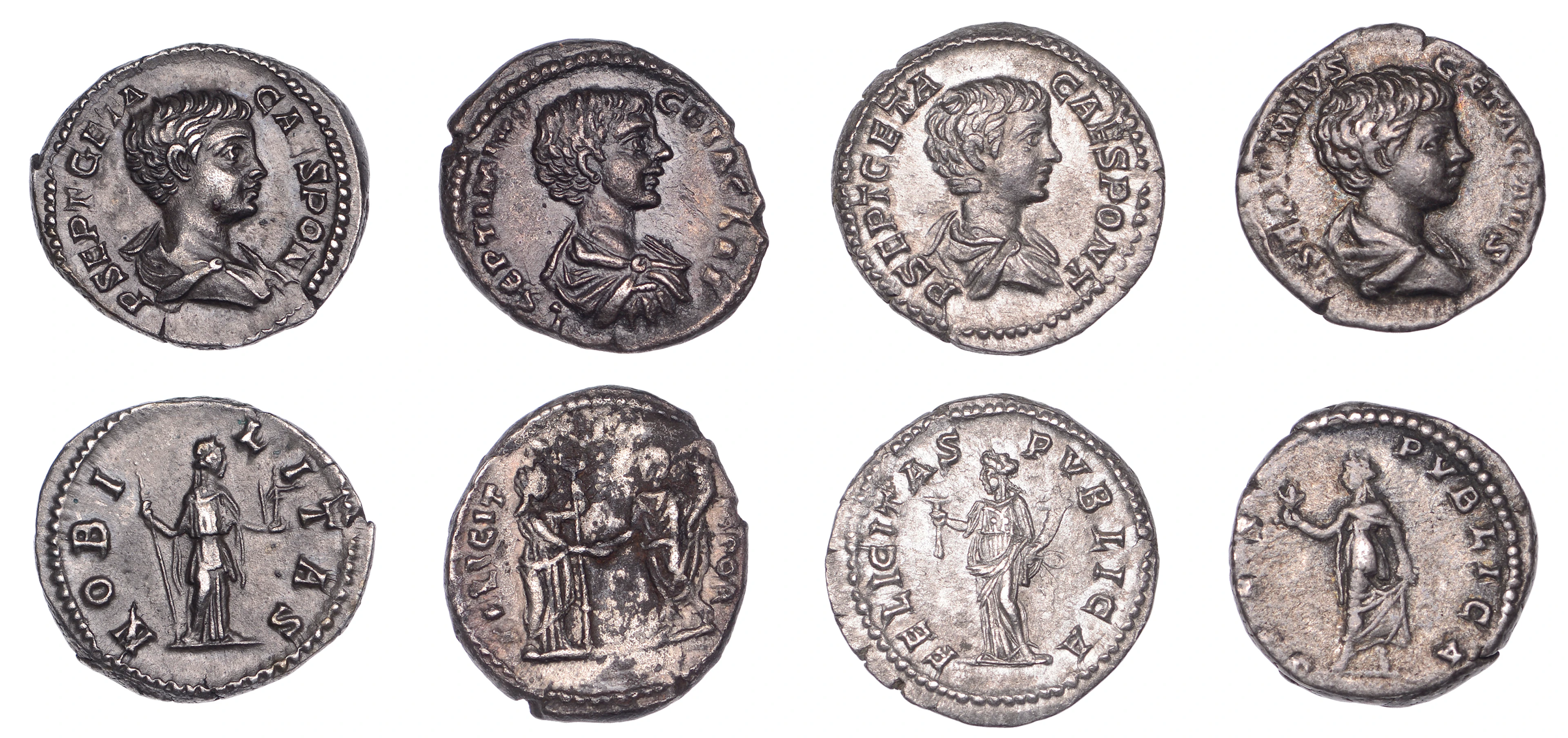 Geta (Cæsar 198-209), Denarii (4), Rome or Laodicea ad Mare, 198-200