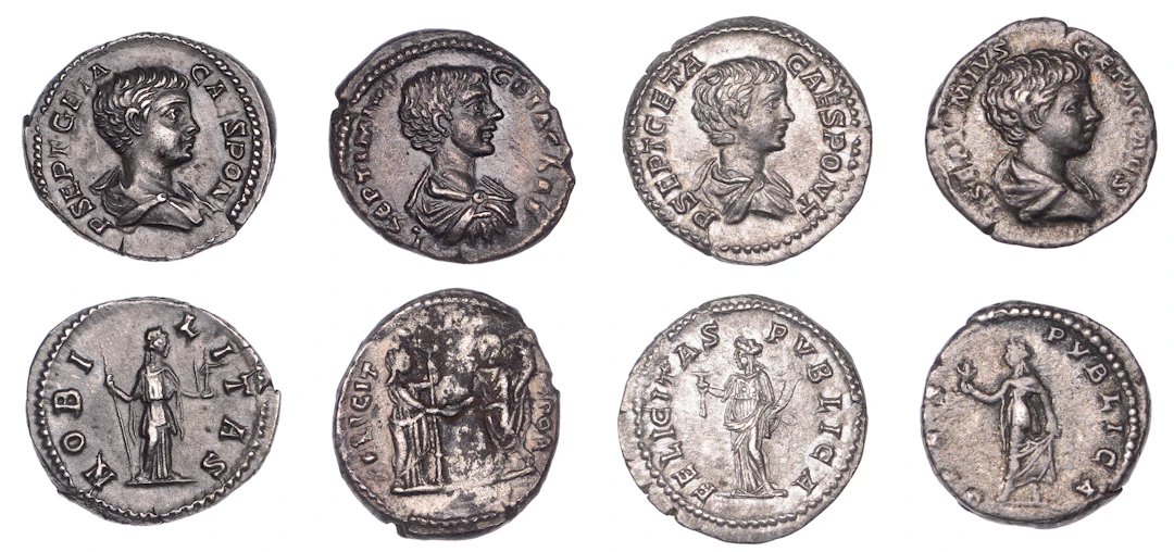 Geta (Cæsar 198-209), Denarii (4), Rome or Laodicea ad Mare, 198-200