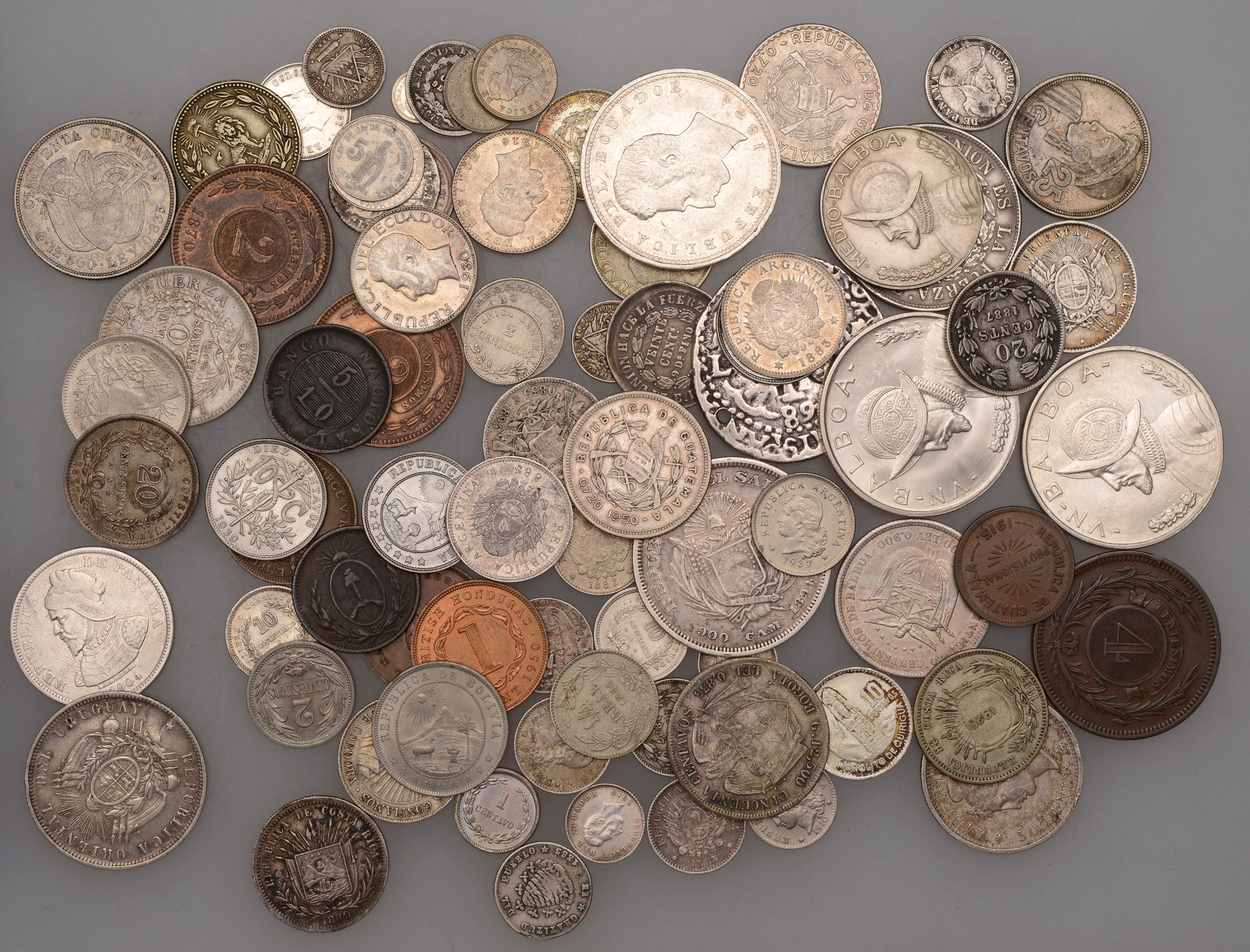 Miscellaneous, A large assortment of Latin American coins in silver