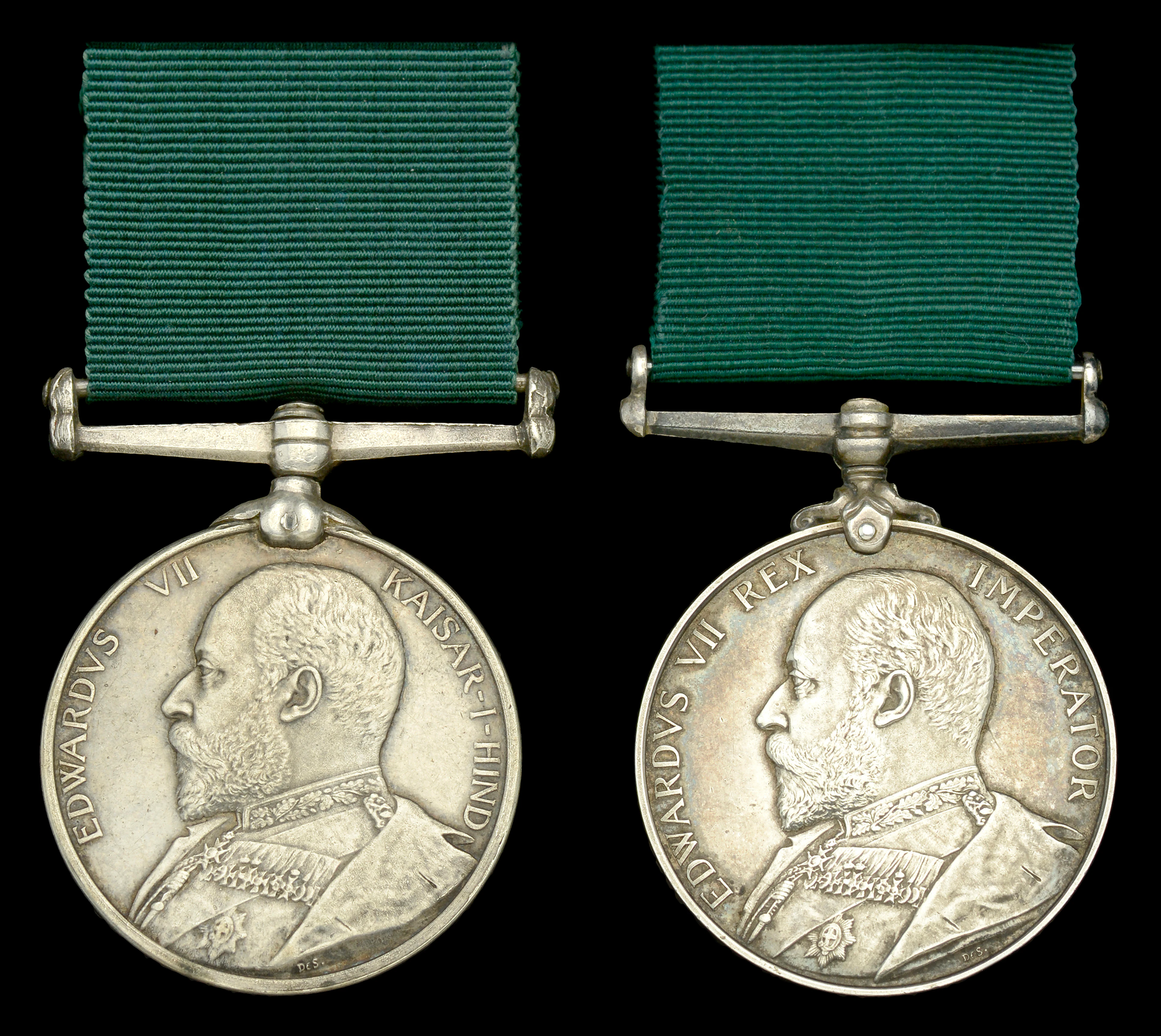 Volunteer Force Long Service Medal, E.VII.R. (3458 Ptye .F. Wey. 2/V.B.