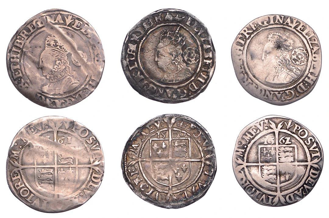 Elizabeth I, Third issue, Sixpence, 1570, mm. coronet, both bust 4B