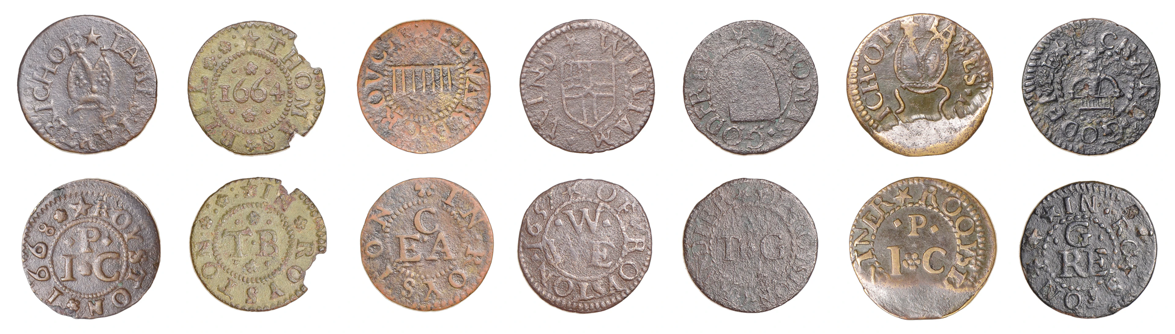 HERTFORDSHIRE, Royston, Thomas Bill, Farthing, 1664, 0.68g/6h (N 2244;