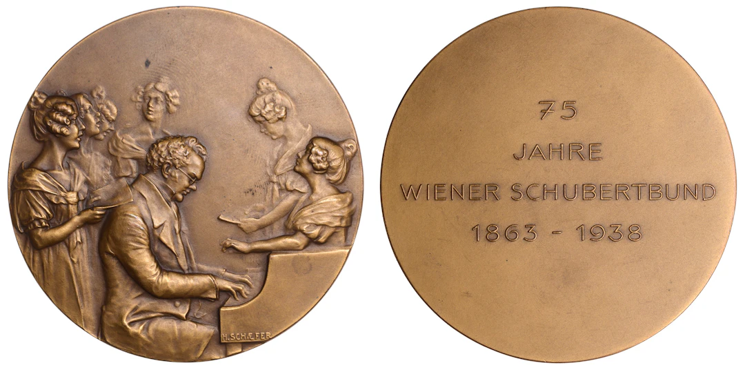 AUSTRIA, Franz Schubert, 1909, a bronze medal by H. Schaefer adapted