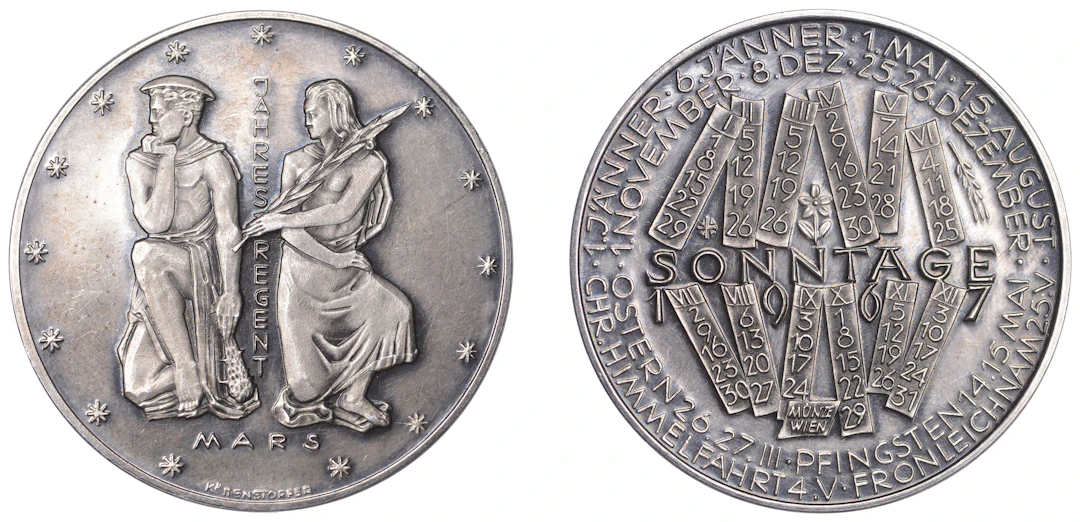 AUSTRIA, Kalendermedaille 1967 [Calendar Medal], a silver medal by