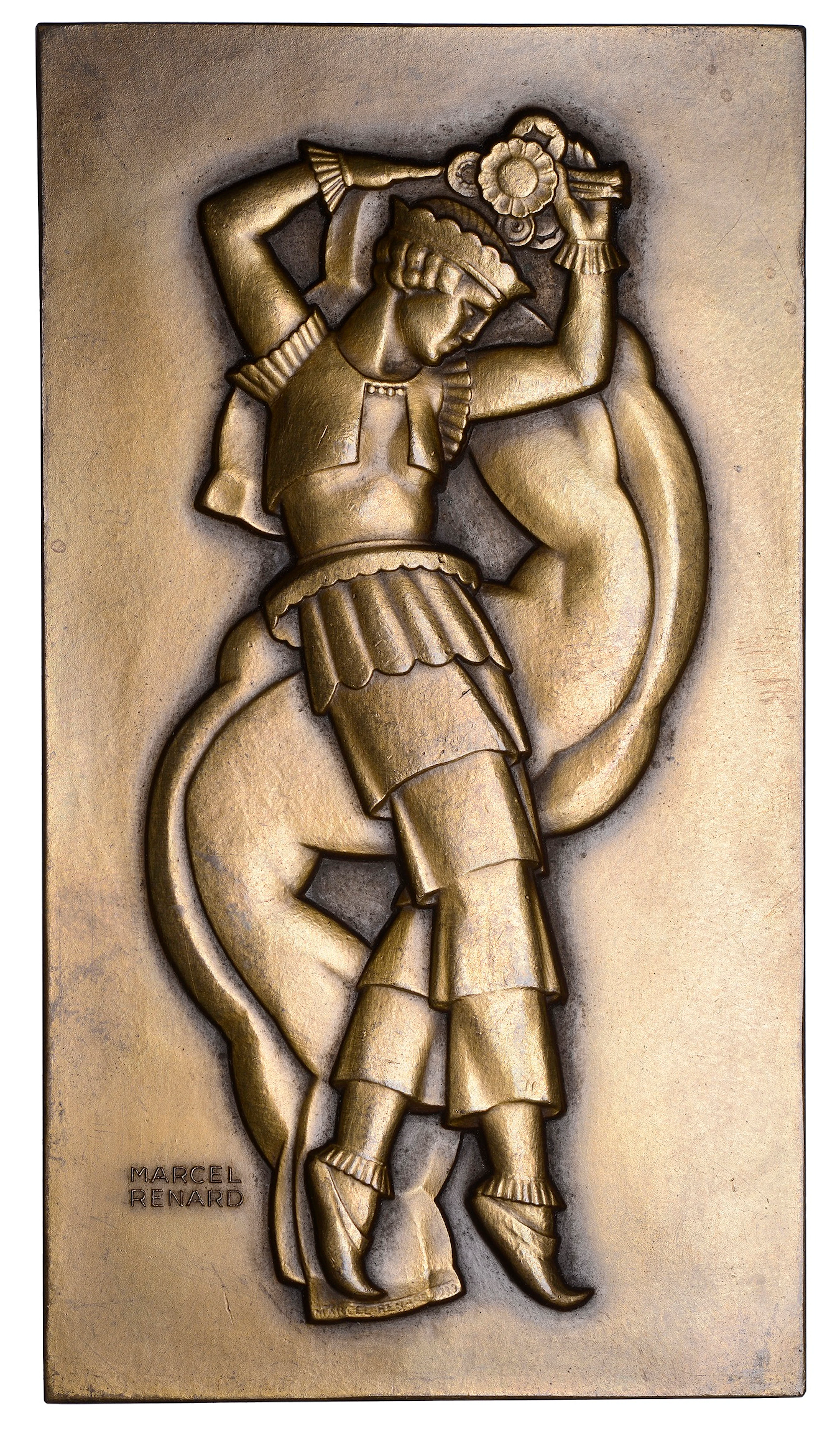 FRANCE, DANSEUSe (Folie), 1943, an Art Déco uniface bronze plaque