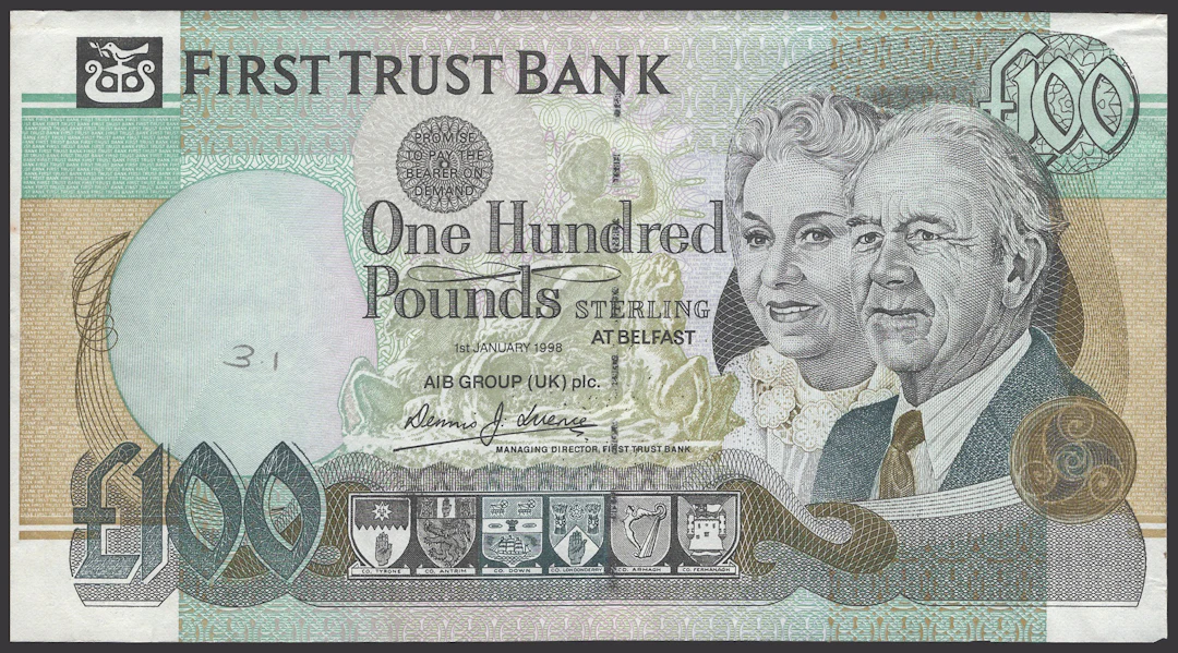 First Trust Bank, specimen proof £100, 1 January 1998, no serial number
