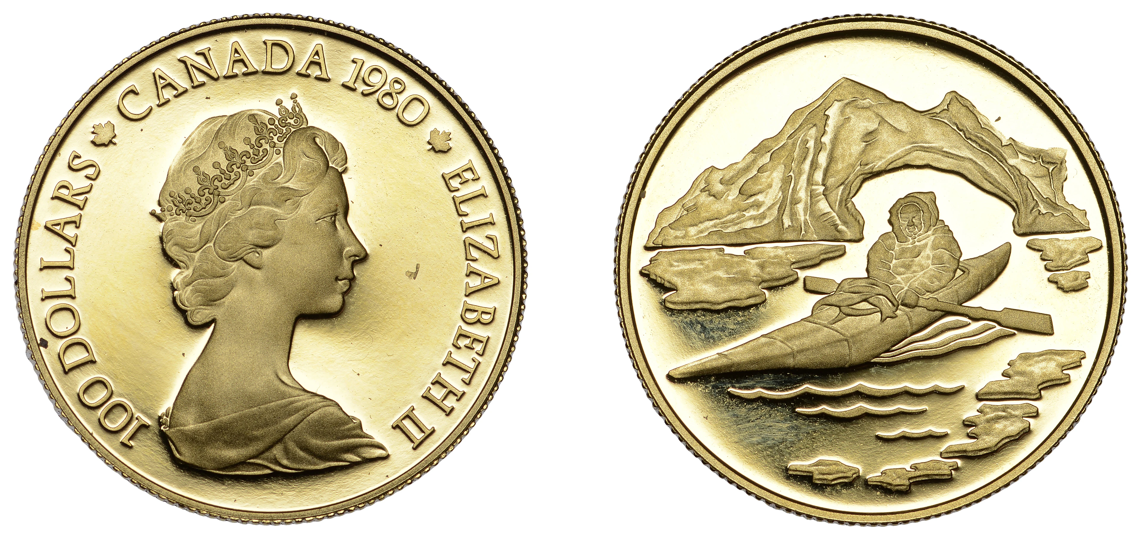 Canada, Elizabeth II, Proof 100 Dollars, 1984, Kayak, Ottawa, 16.95g/12h