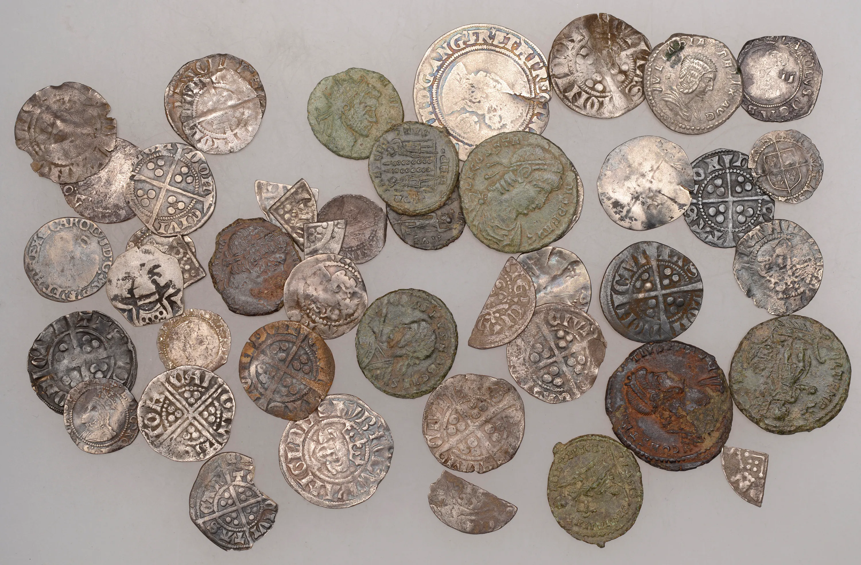 Miscellaneous hammered silver coins (36) and Roman coins (10), various