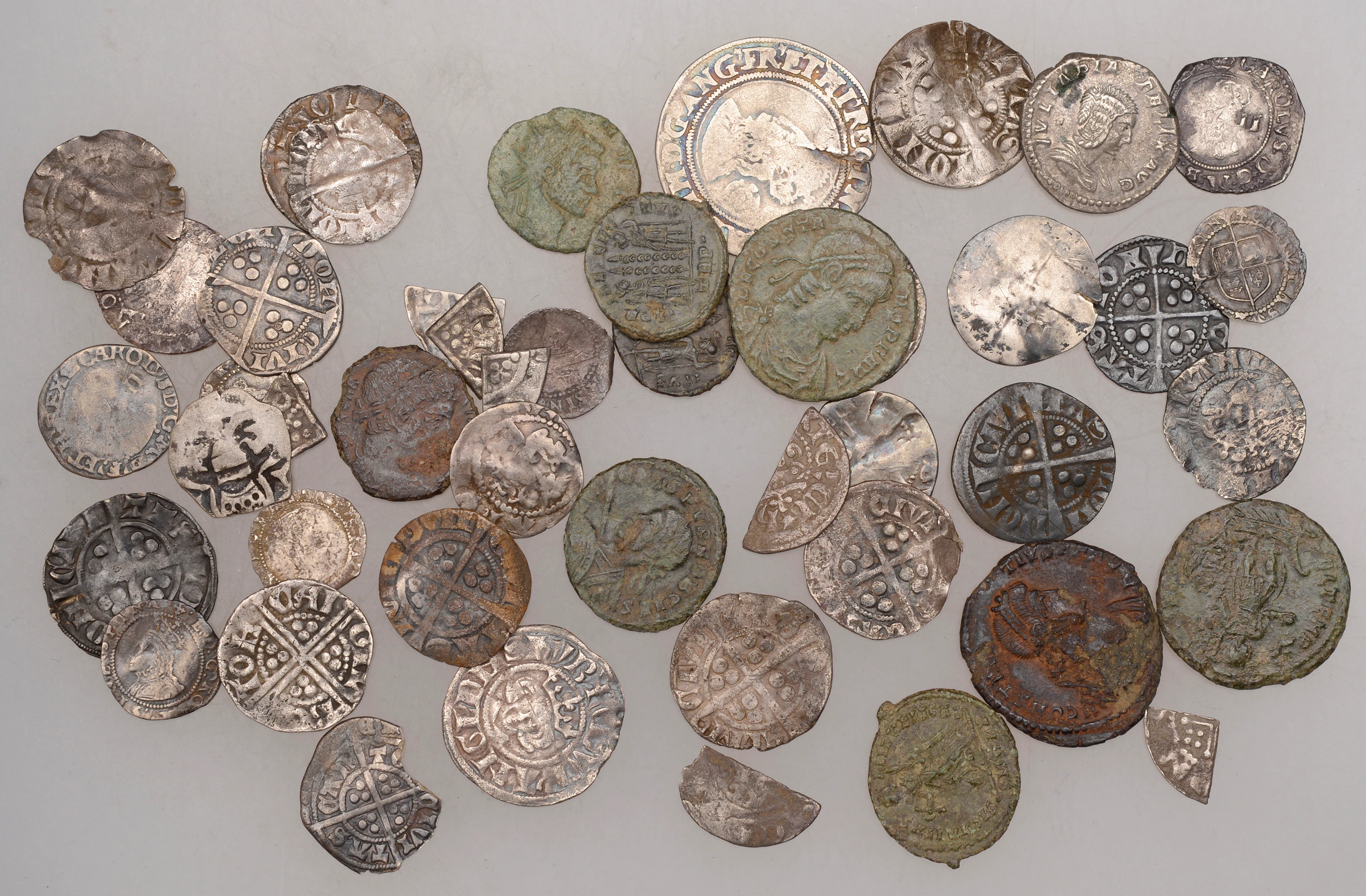 Miscellaneous hammered silver coins (36) and Roman coins (10), various