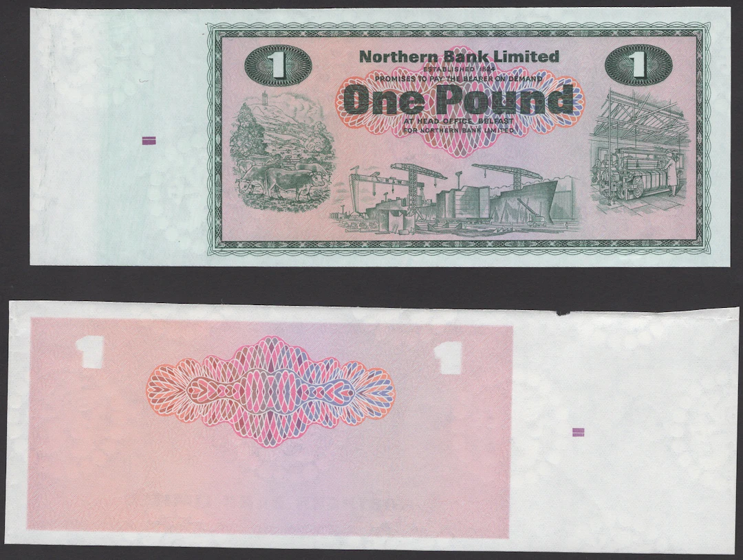 Northern Bank Limited, a pair of progressive proofs for £1, 1970 issue