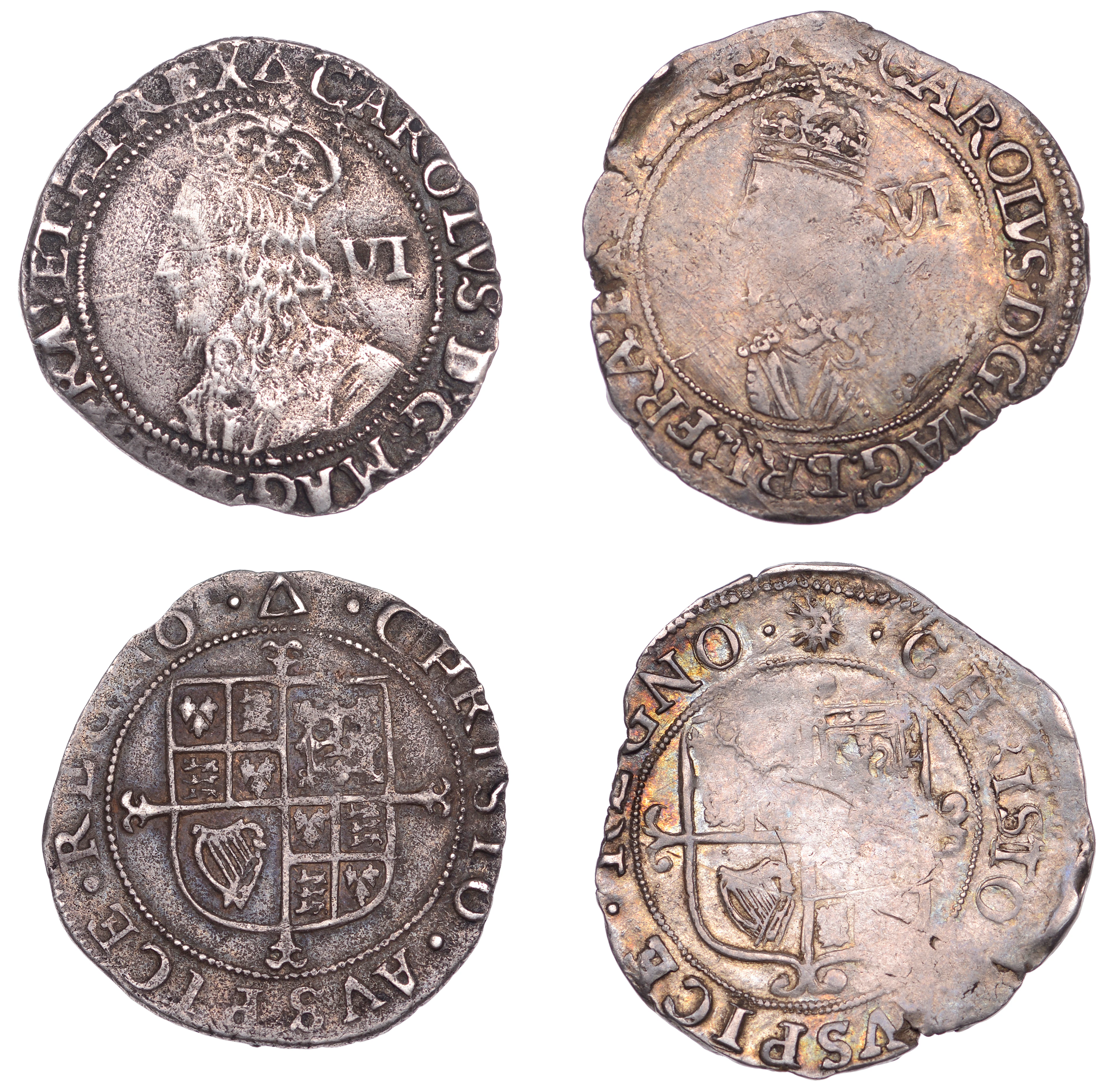 Charles I, Tower mint, Sixpences (2), Gp F, type 4.3, mm. triangle