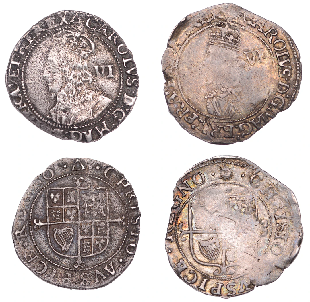 Charles I, Tower mint, Sixpences (2), Gp F, type 4.3, mm. triangle