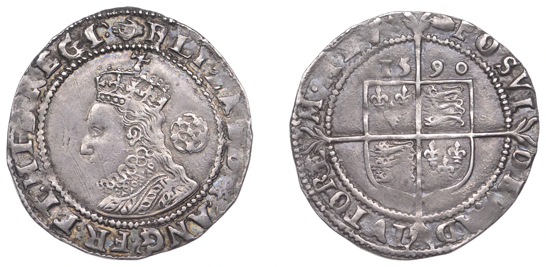 Elizabeth I (1558-1603), Sixth issue, Sixpence, 1590, mm. hand (over