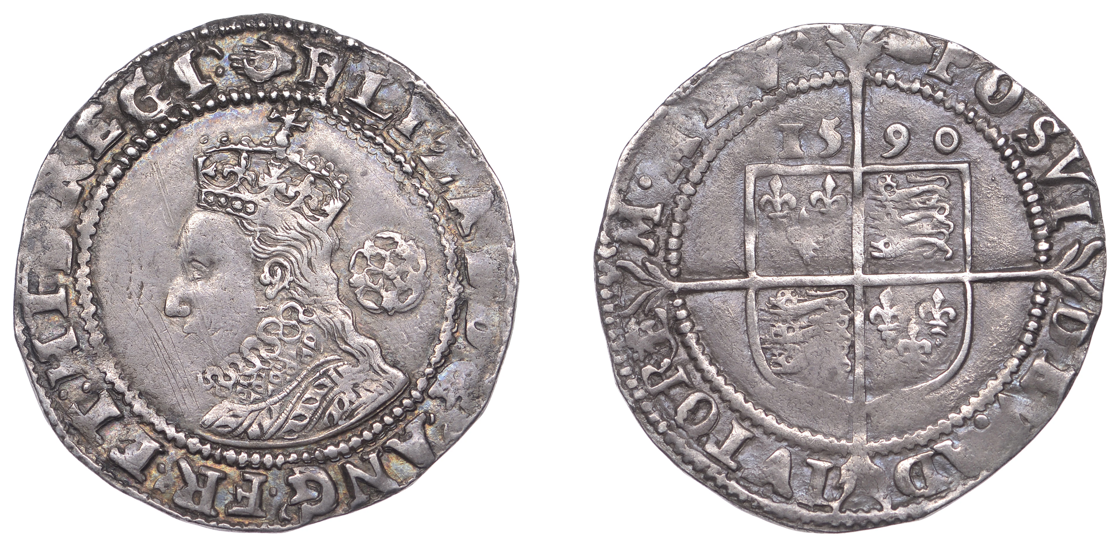 Elizabeth I (1558-1603), Sixth issue, Sixpence, 1590, mm. hand (over