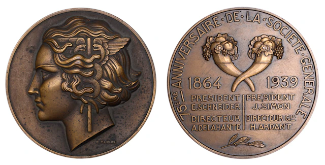 FRANCE, 75ème Anniversaire de la Société Générale, 1939, an Art Déco