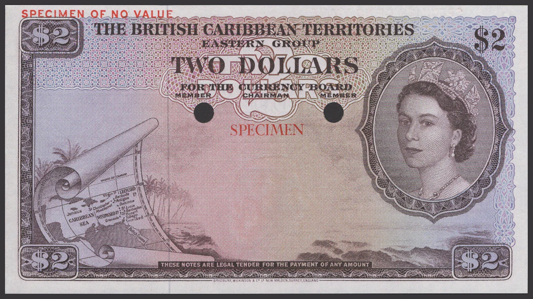 British Caribbean Territories, colour trial $2, ND (1953-64), no serial