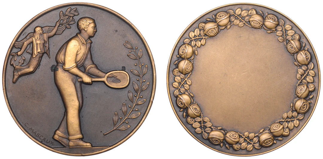 FRANCE, Le Tennis, 1924, an Art Déco bronze award medal by C.-L.-L.