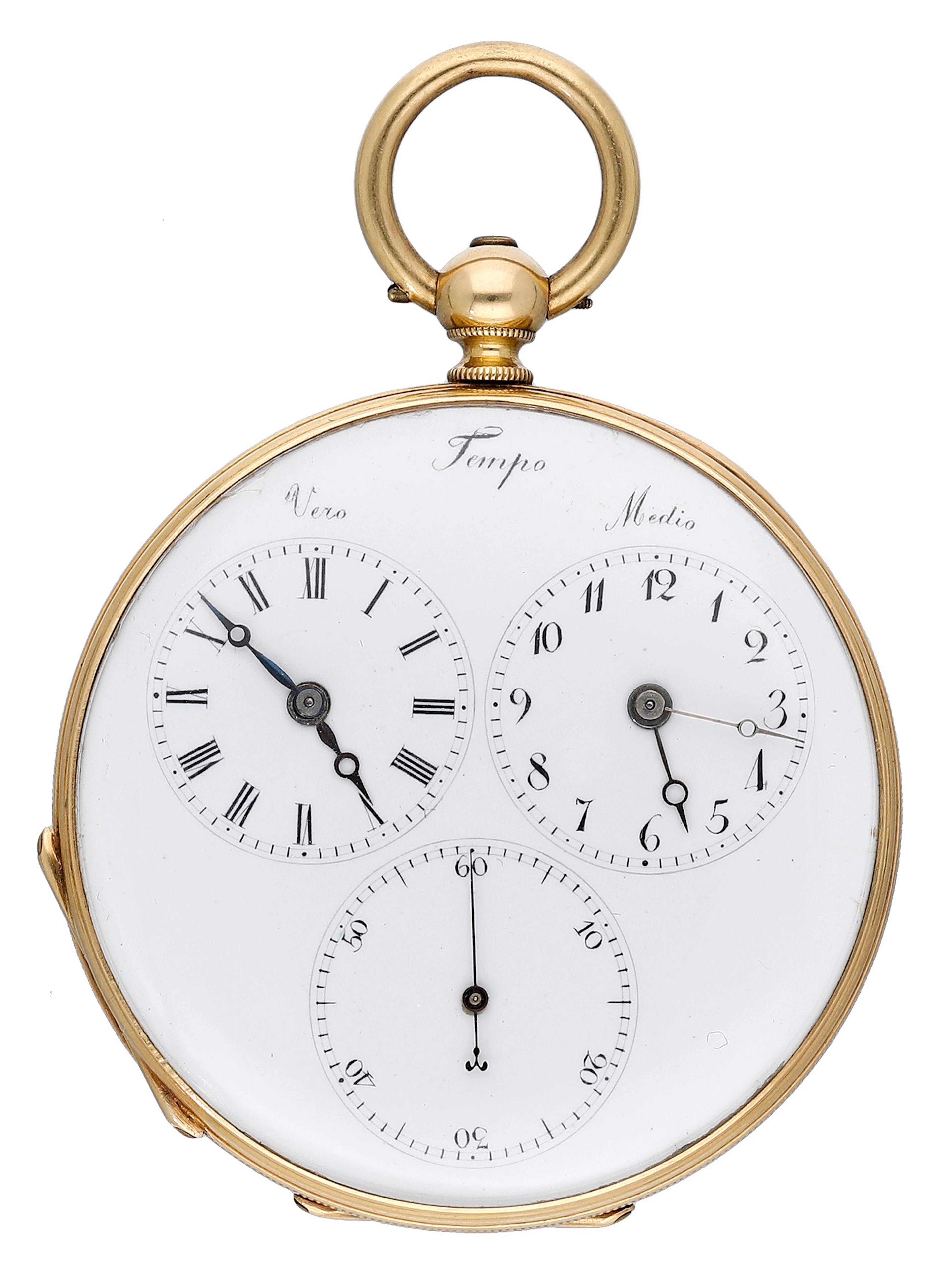 Eugène Bornand & Cie. A gold dual time watch, circa 1855. Movement: