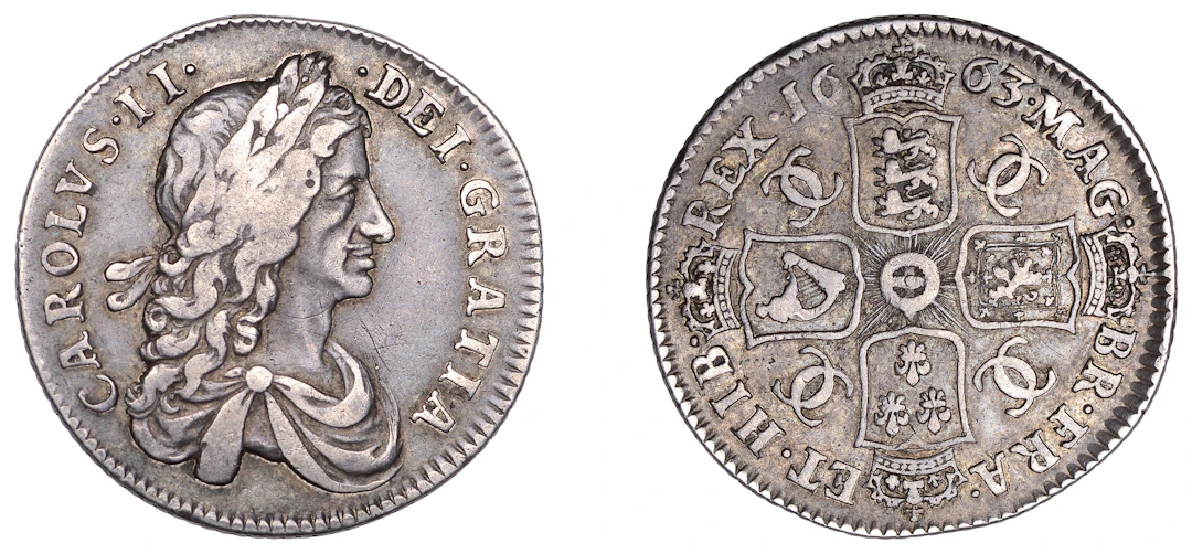 Charles II (1660-1685), Shilling, 1663, first bust (ESC 505; S 3371).