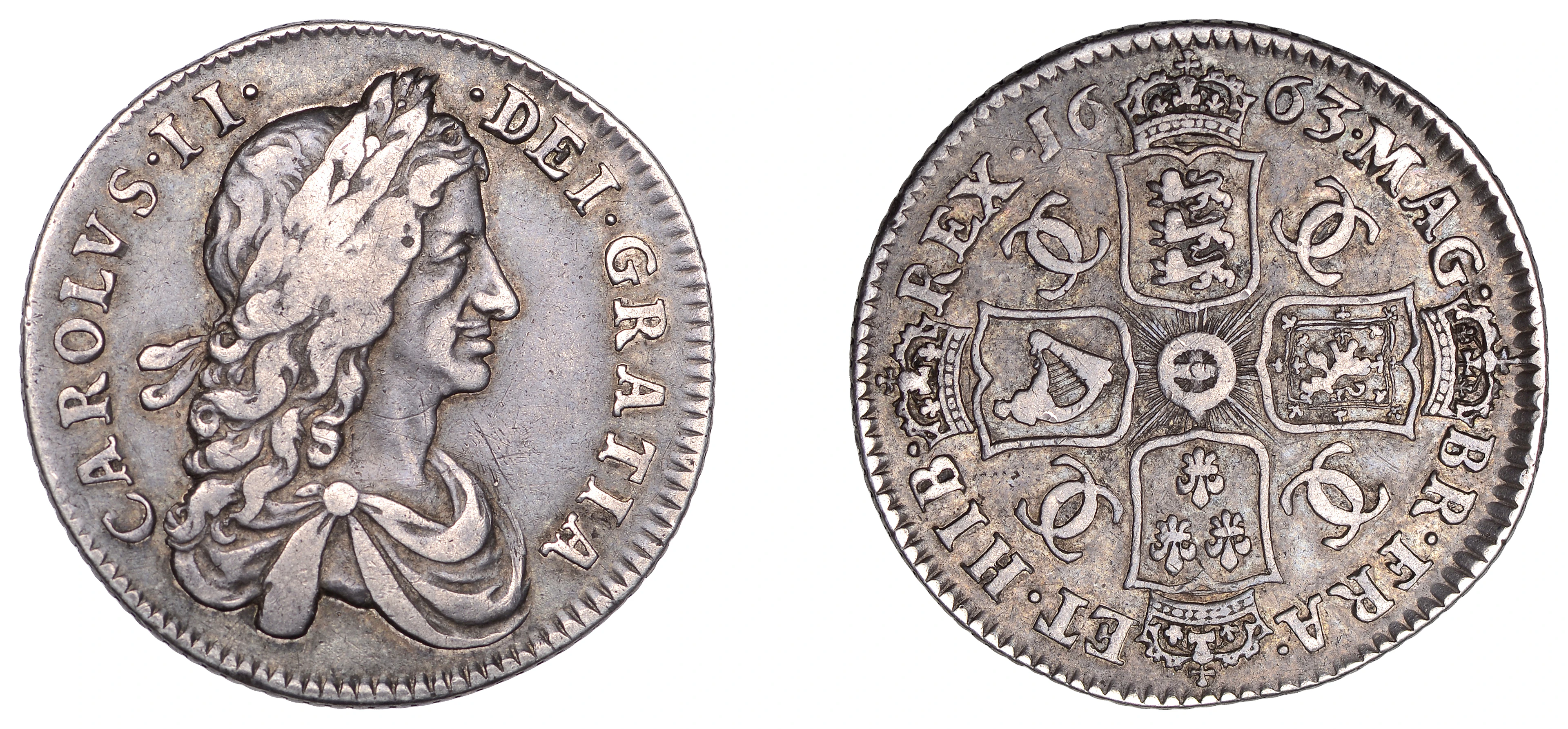 Charles II (1660-1685), Shilling, 1663, first bust (ESC 505; S 3371).