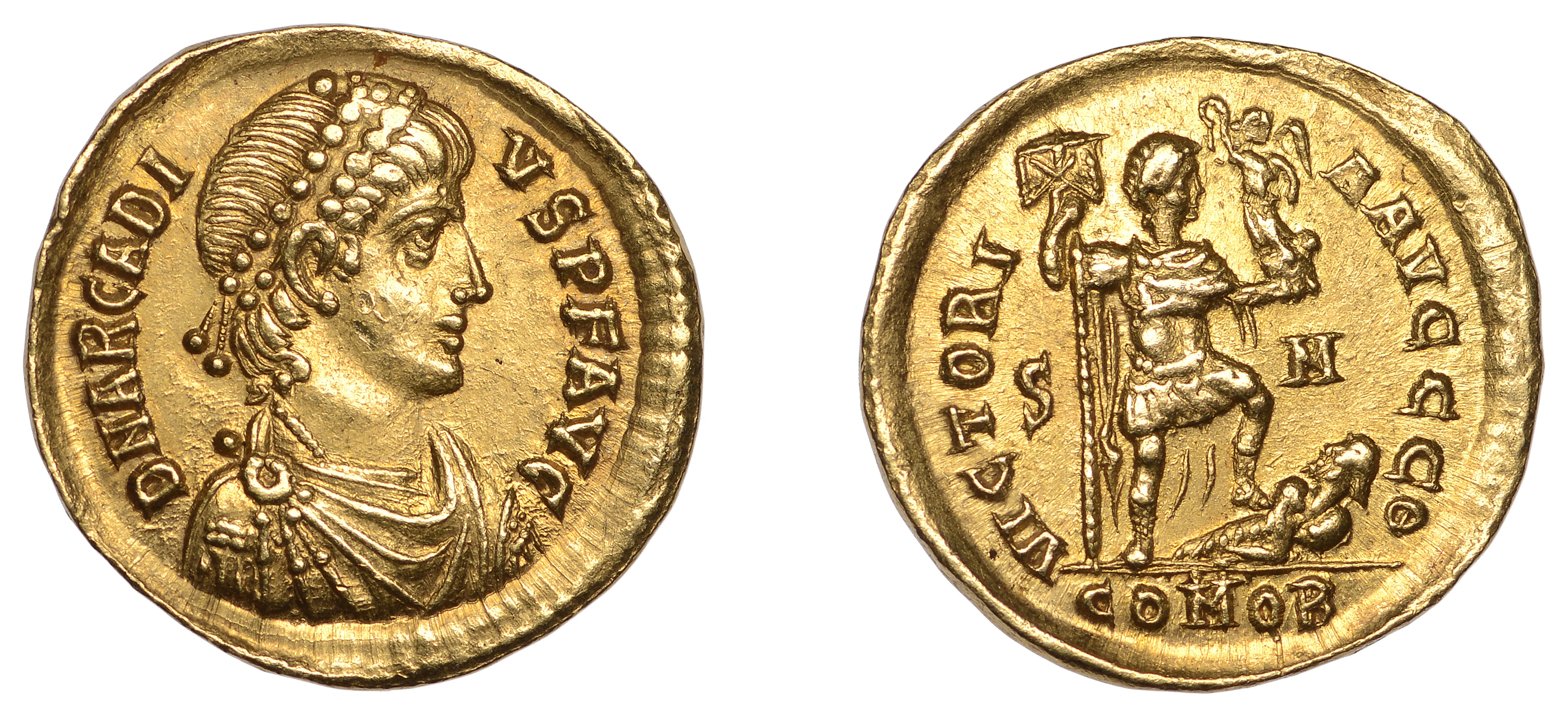Arcadius (383-408), Solidus, Sirmium, 393-95, 9th Officina, pearl-diademed