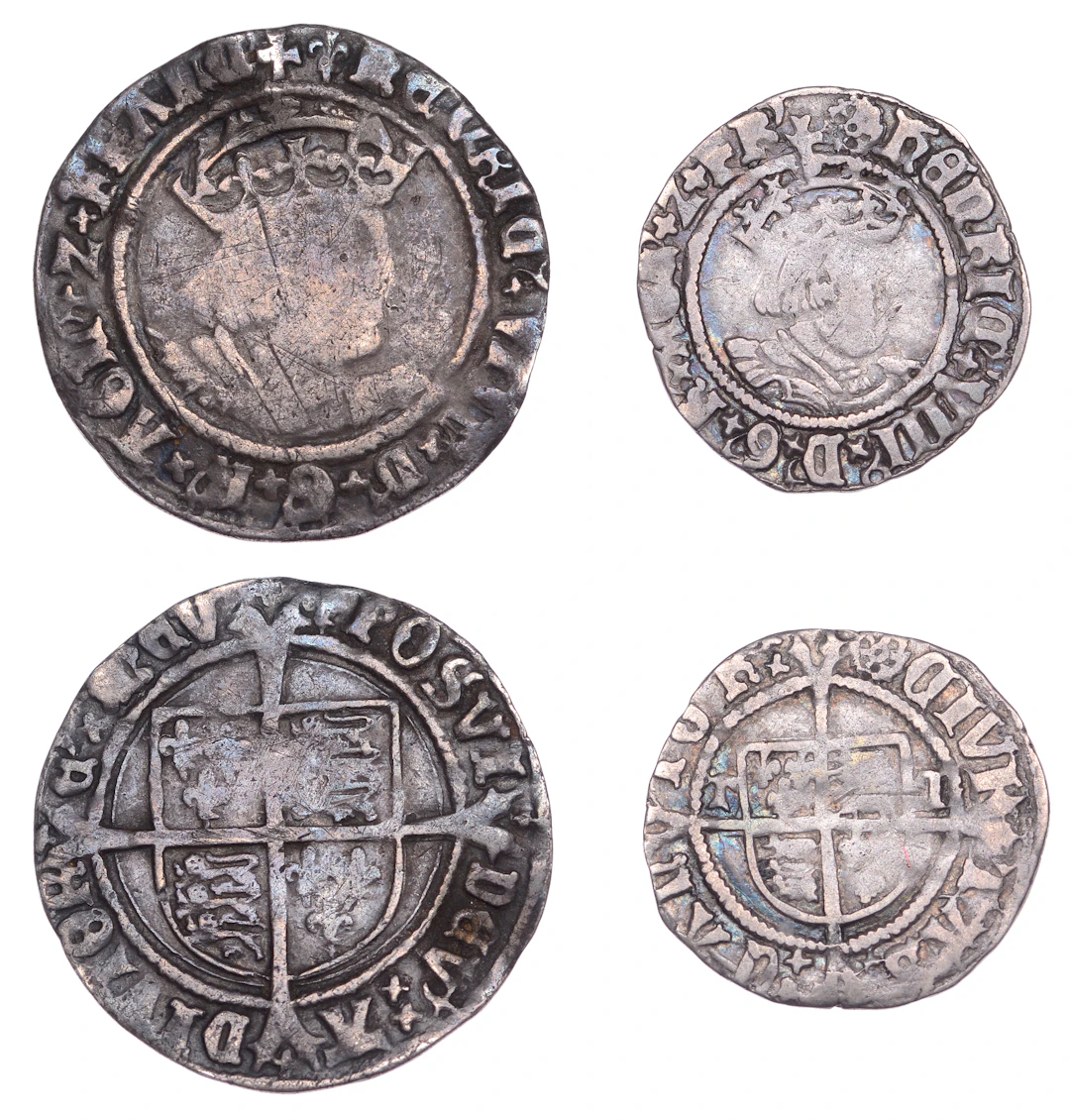 Henry VIII, Groat, Tower mint, mm. lis, bust D, 2.58g/8h; Halfgroat