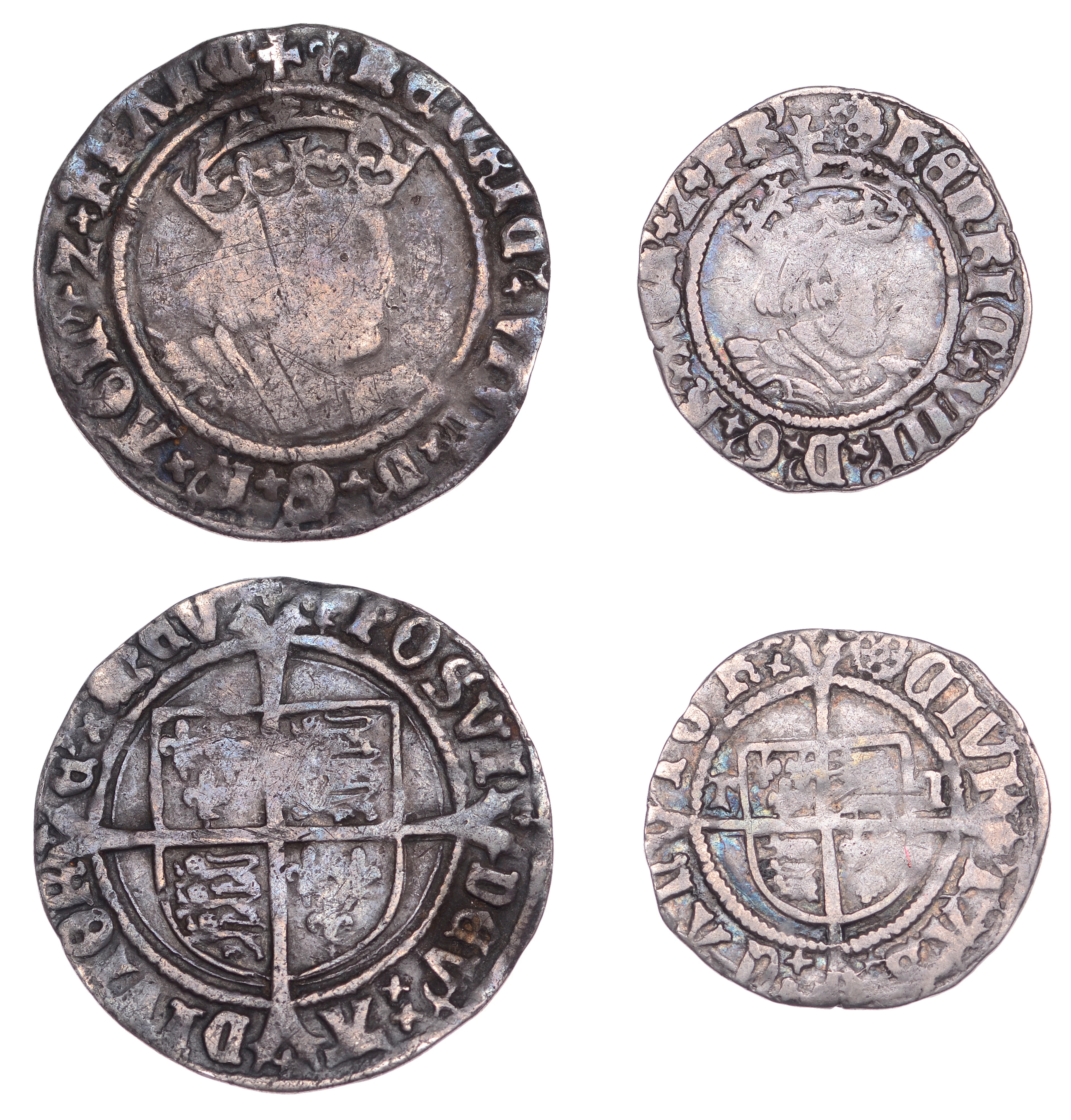 Henry VIII, Groat, Tower mint, mm. lis, bust D, 2.58g/8h; Halfgroat