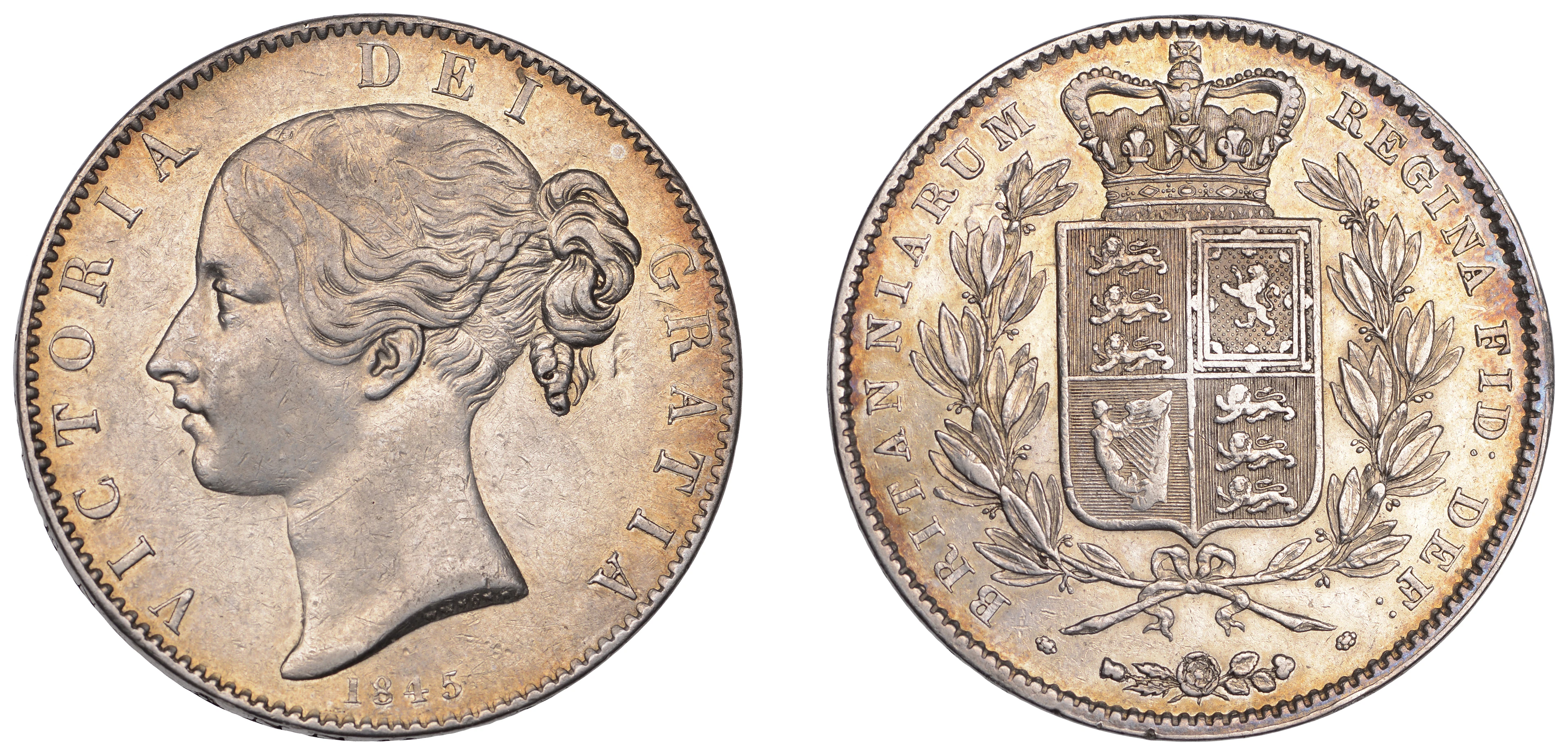 Victoria (1837-1901), Crown, 1845, edge viii (ESC 2564; S 3882). Toned